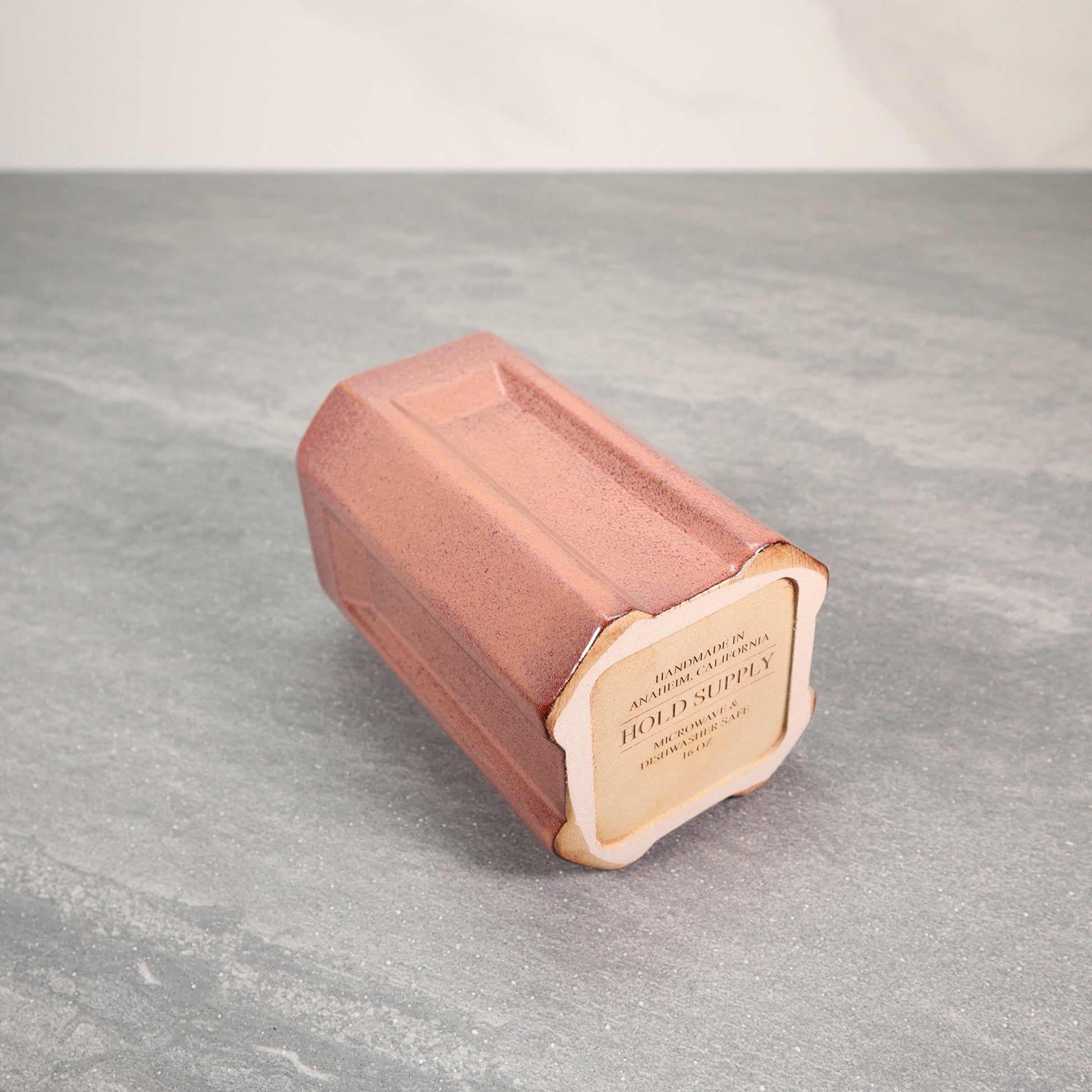 Red and Gray Square Indented 16 oz Stoneware Cup