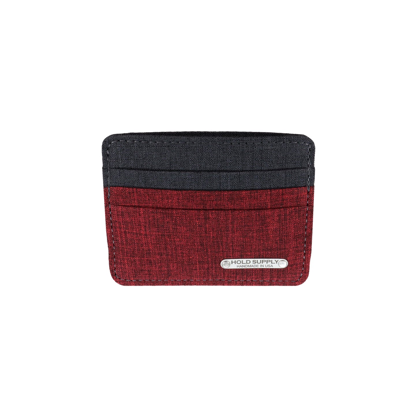 Red and Gray Polyester Fabric Card Holder Wallet
