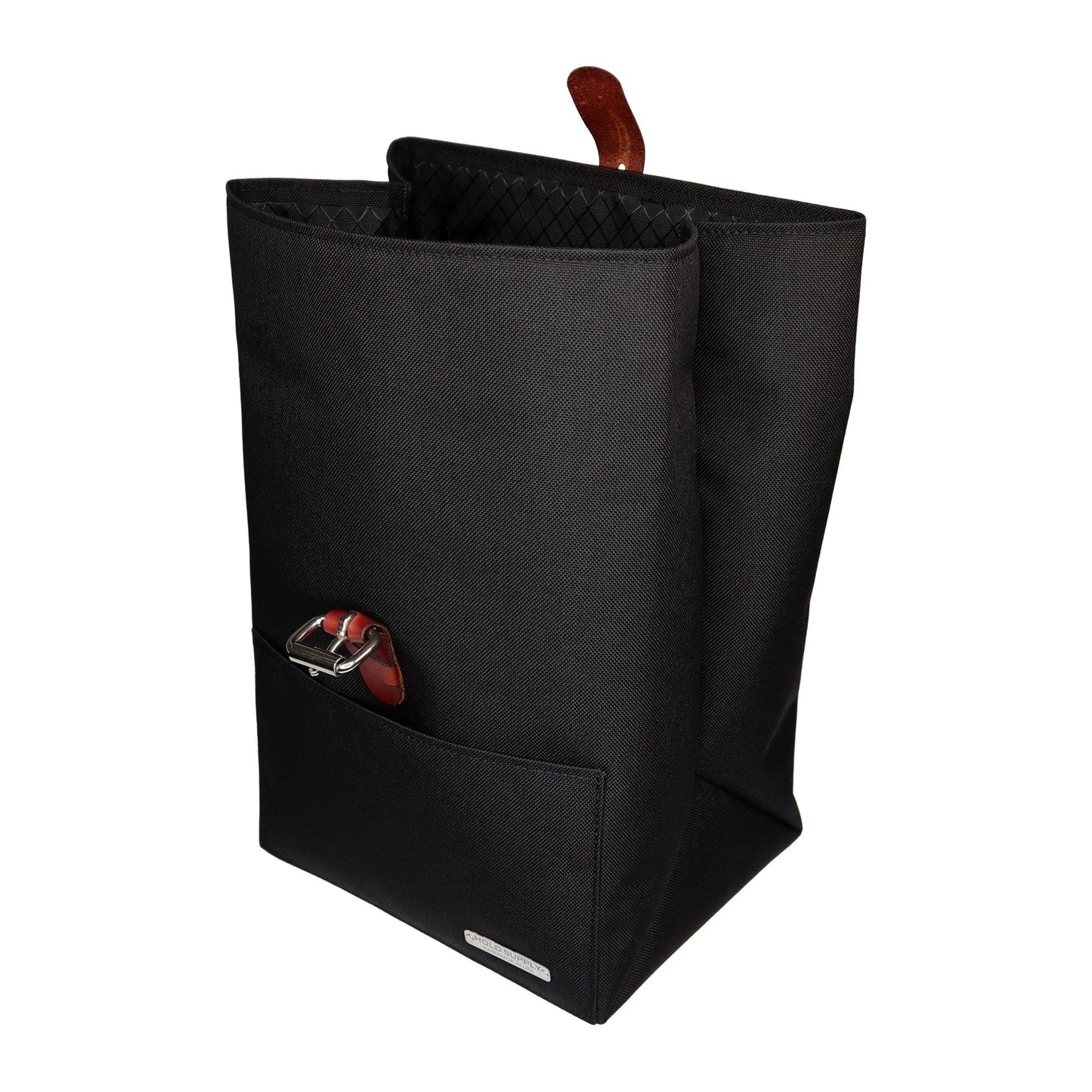 Black Canvas & Leather Fold Top Lunch Bag