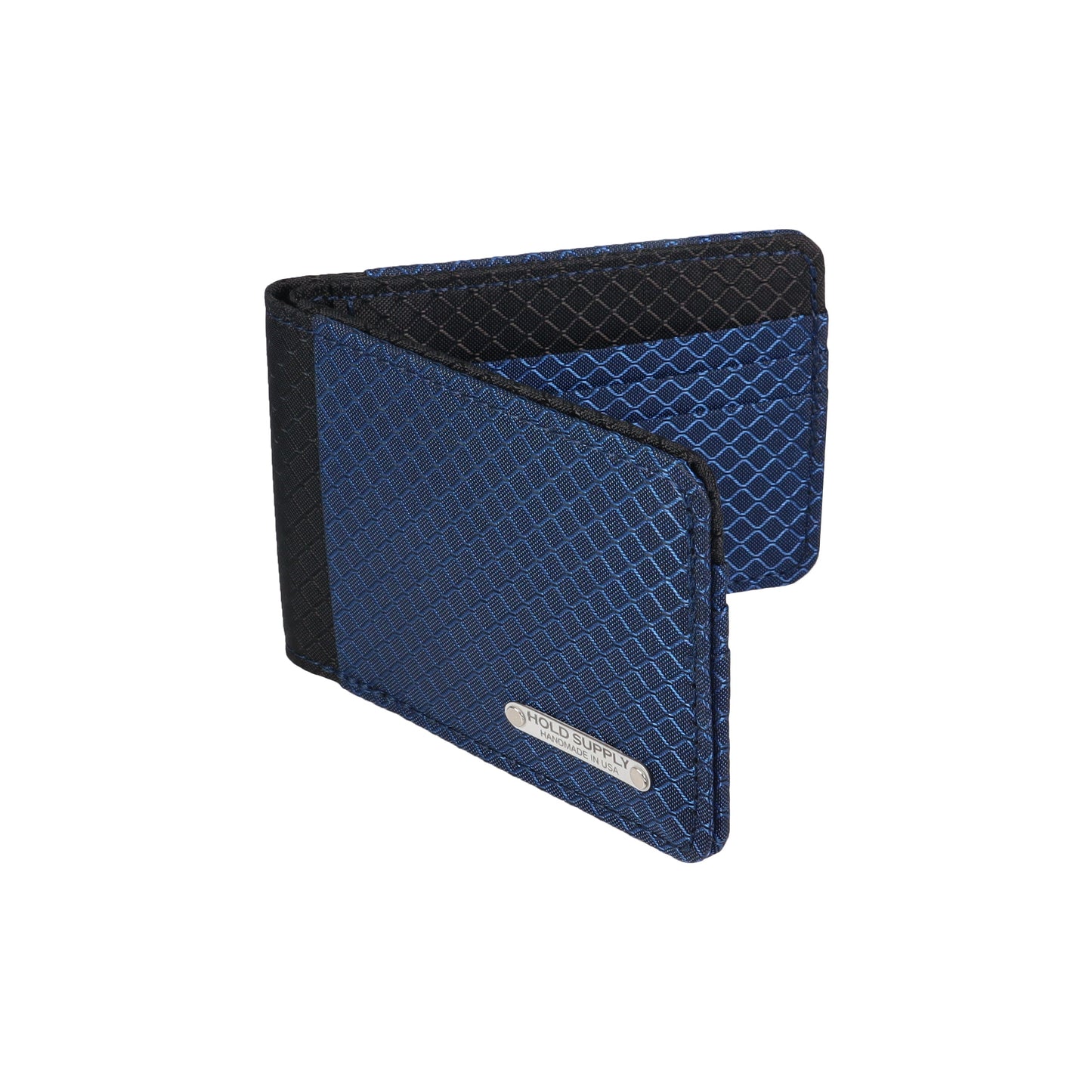 Navy Blue and Black Ripstop Fabric Wallet