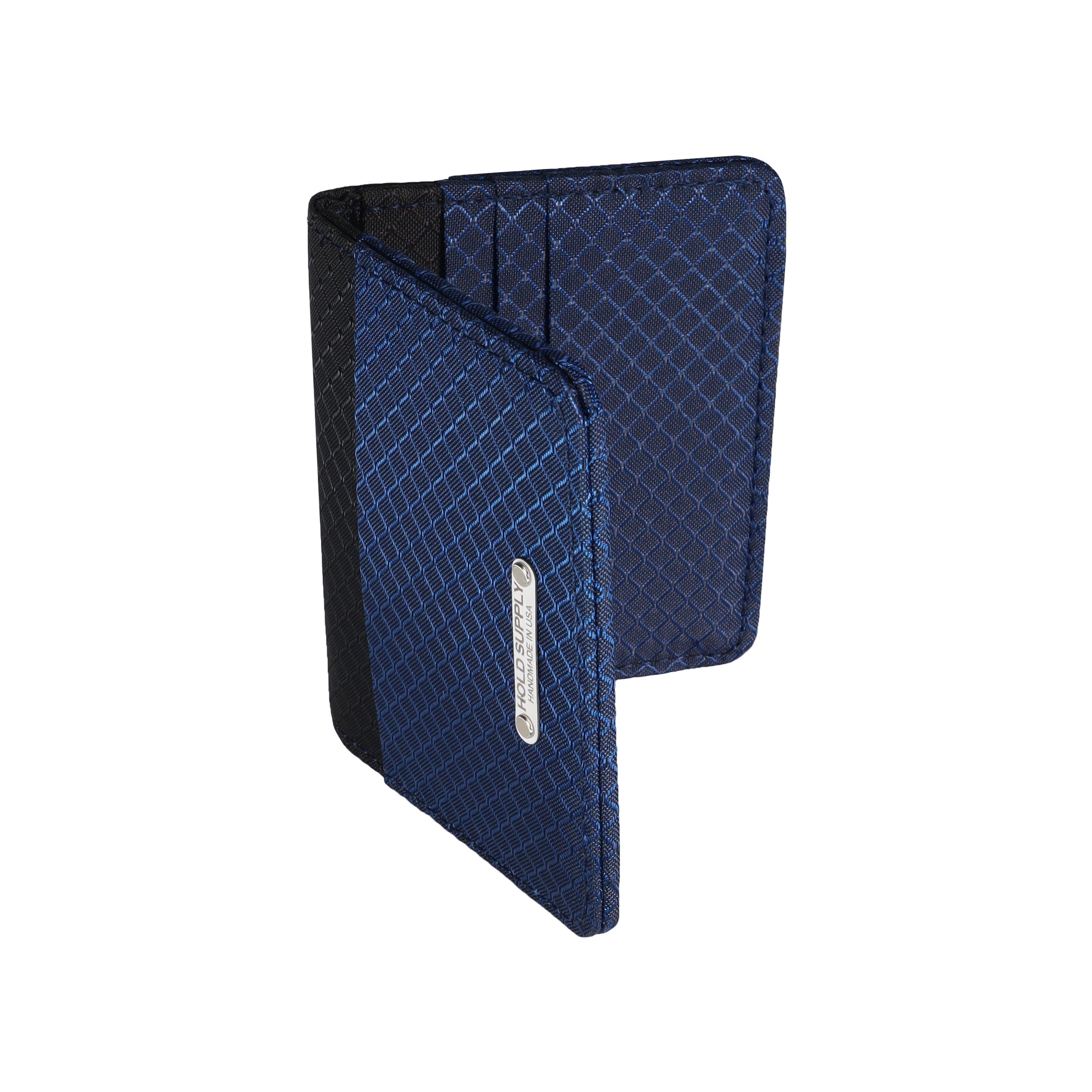 Navy Blue and Black Ripstop Vertical Bifold Wallet