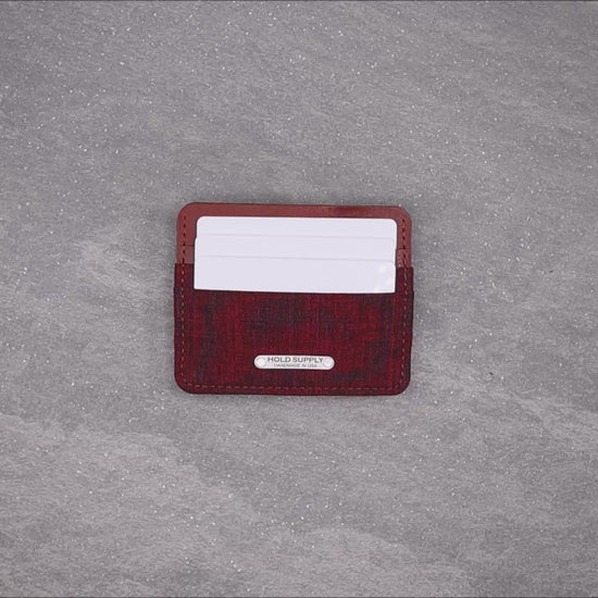 Red & Brown Leather & Canvas Card Holder