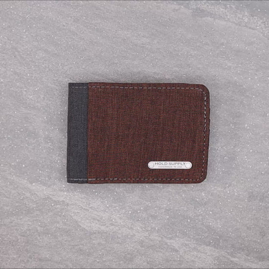 Brown and Gray Fabric Bifold Wallet