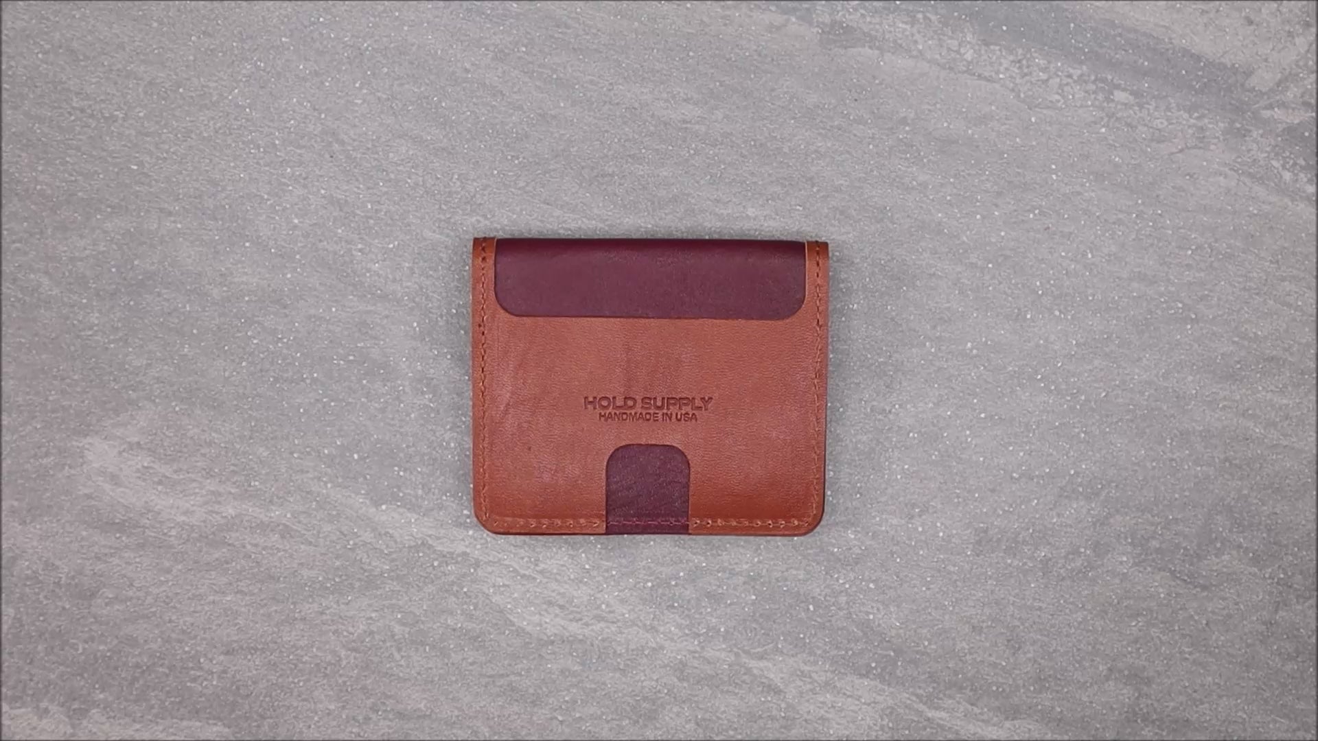 Red and Brown Leather Vertical Bifold Wallet