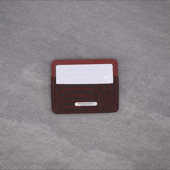 Brown & Brown Leather & Canvas Card Holder