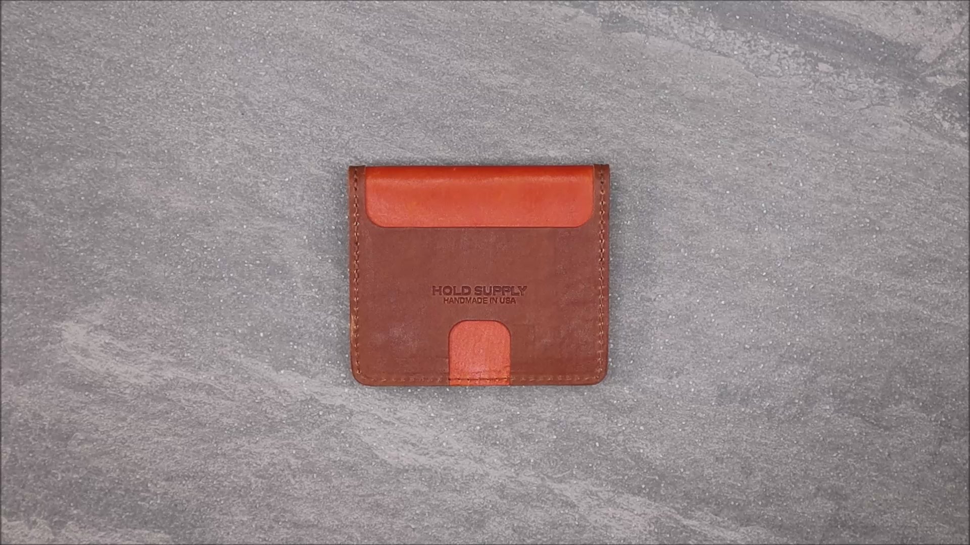 Orange and Brown Leather Vertical Bifold Wallet