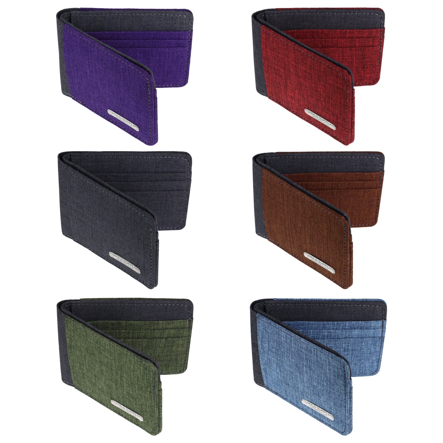 Green and Gray Fabric Bifold Wallet