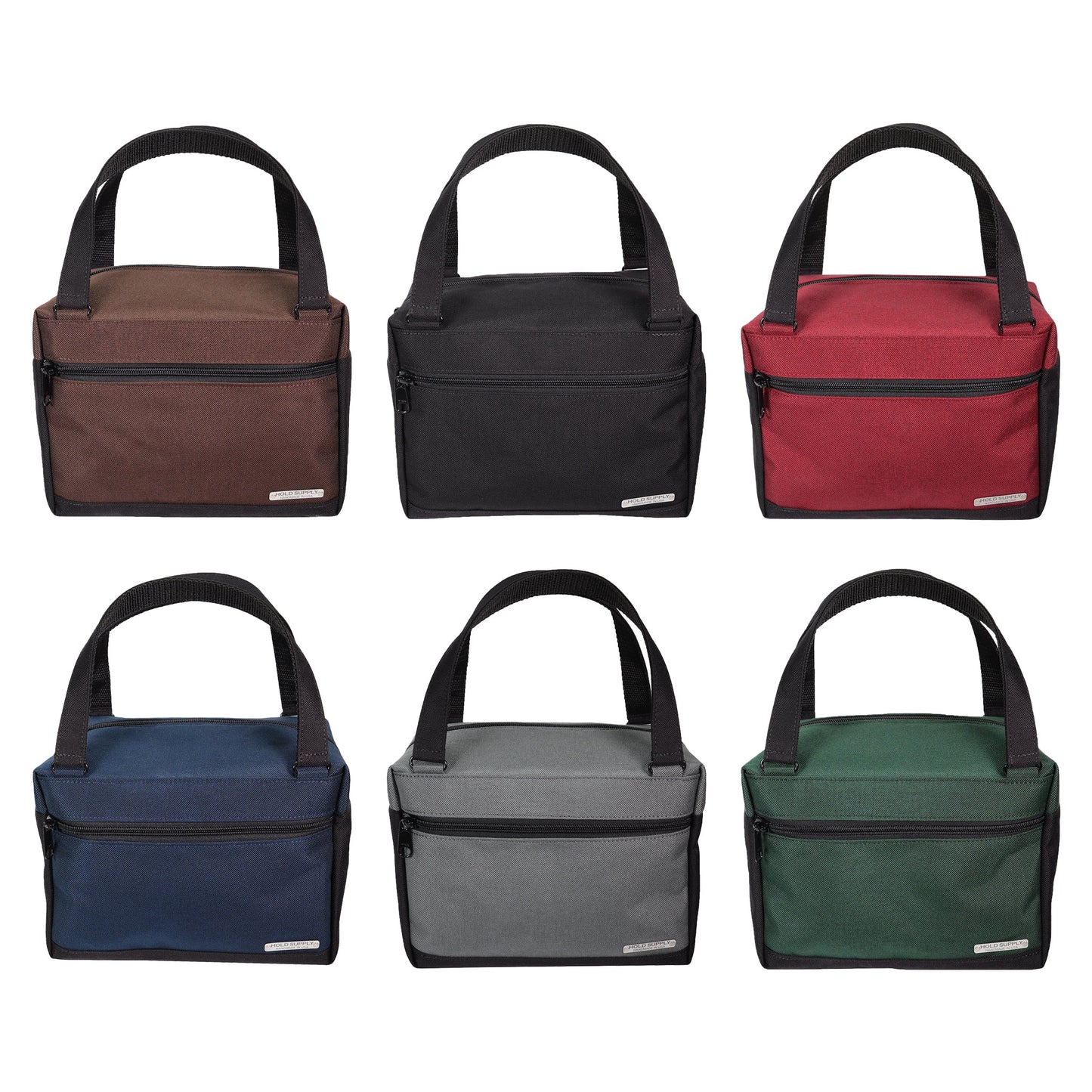 Brown and Black Insulated Canvas Zippered Lunch Bag