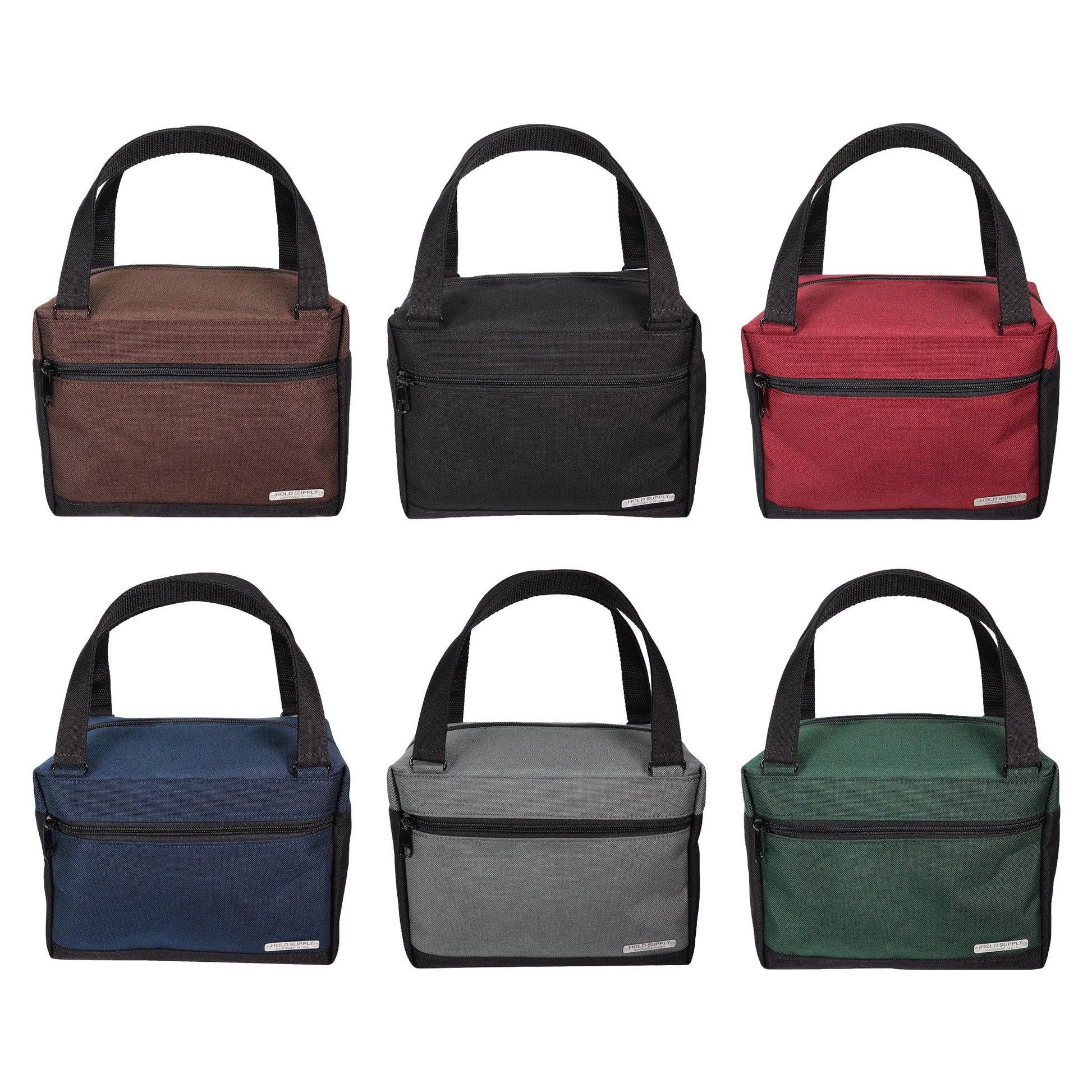 Black Insulated Canvas Zippered Lunch Bag