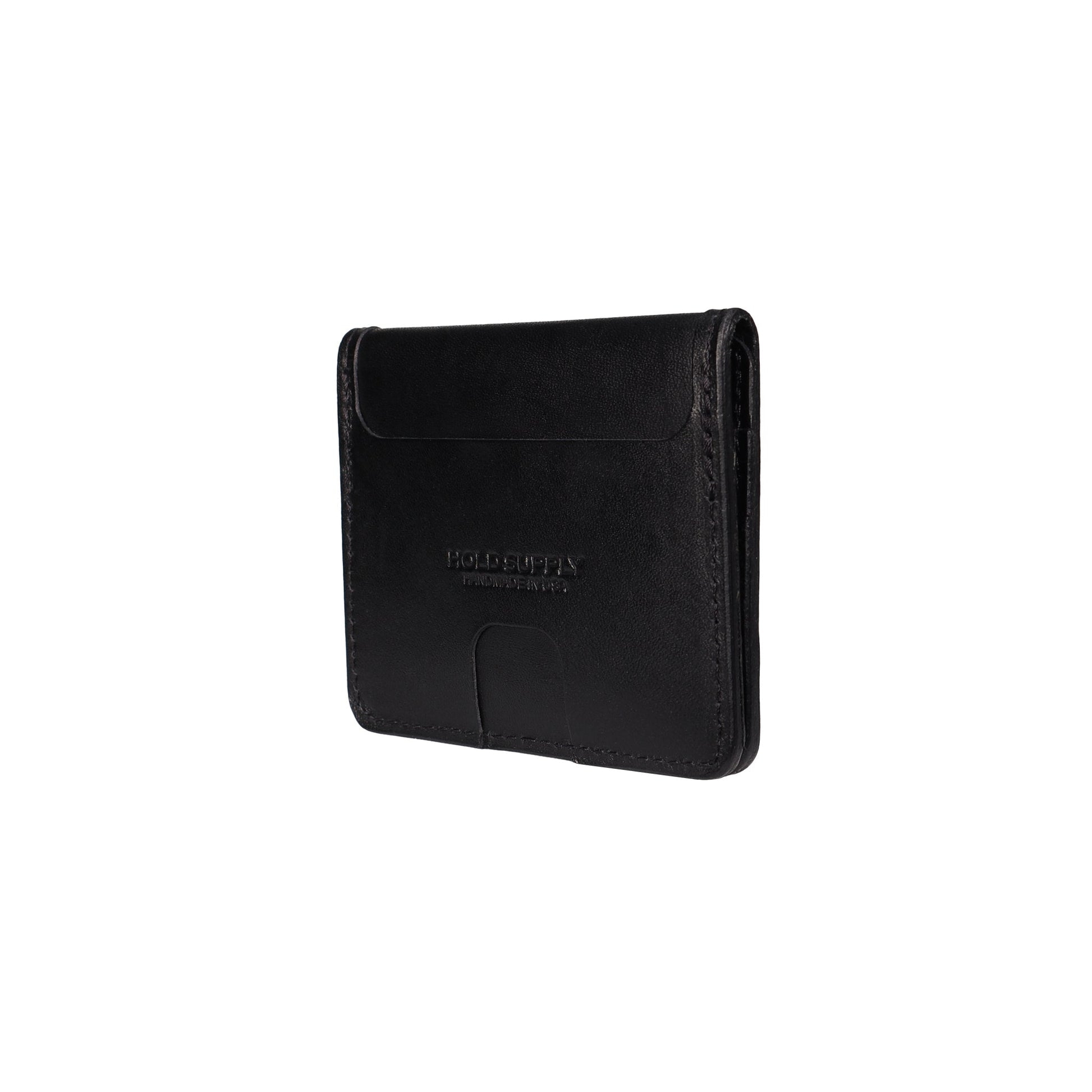 Black Leather Vertical Bifold Wallet