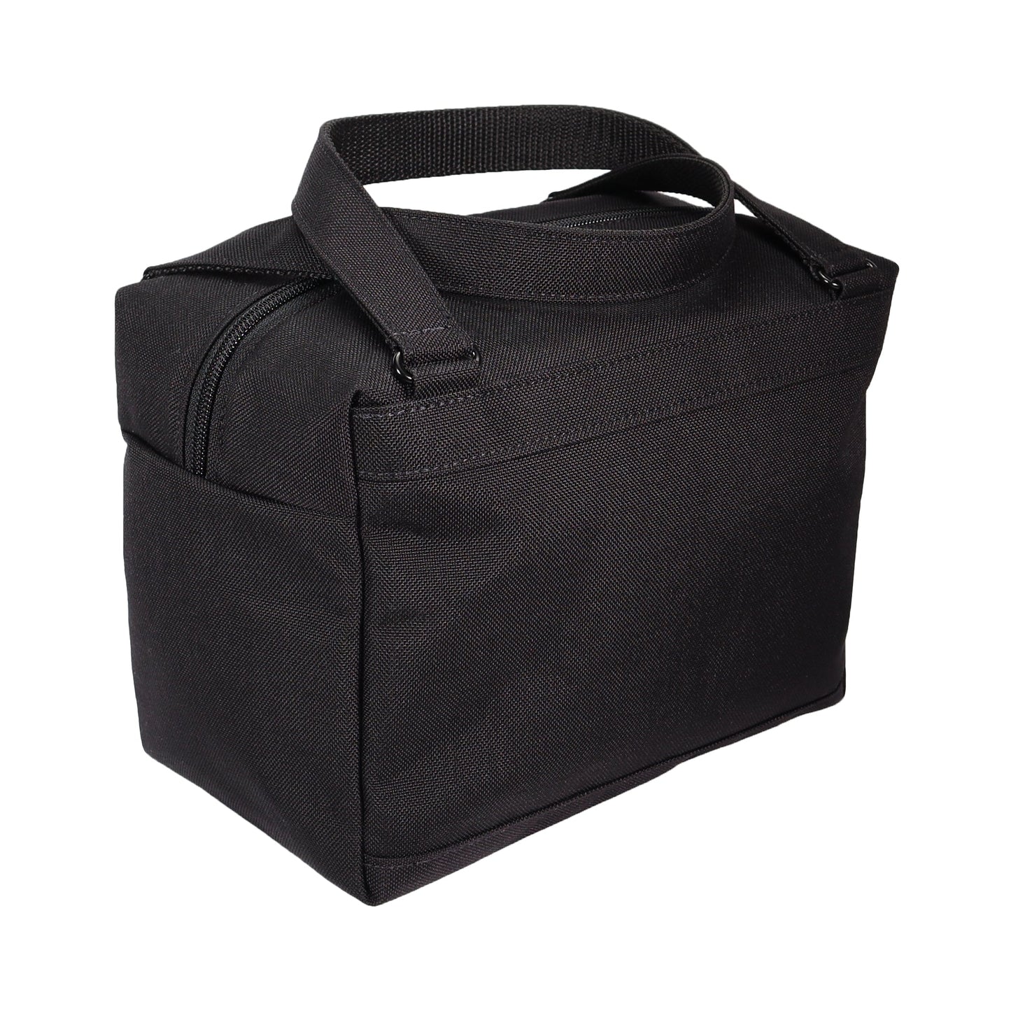 Black Insulated Canvas Zippered Lunch Bag