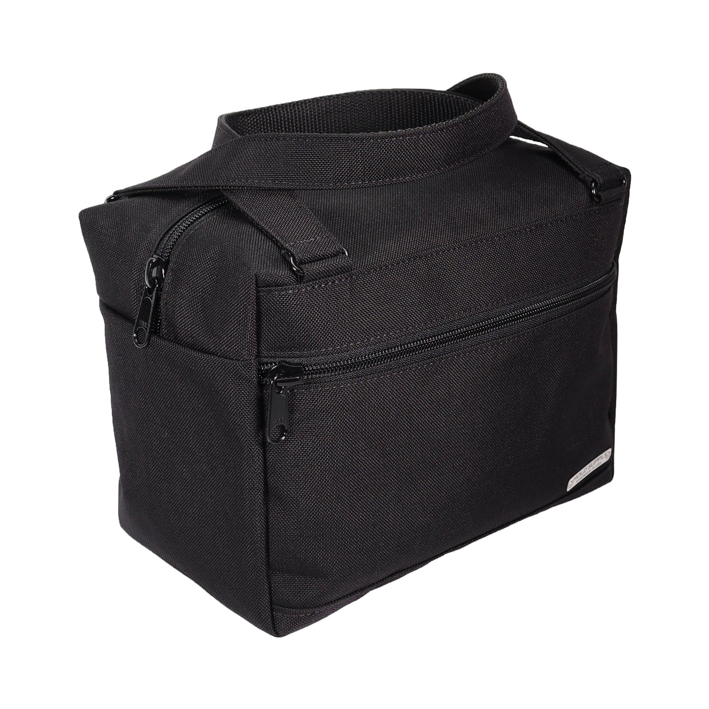 Black Insulated Canvas Zippered Lunch Bag