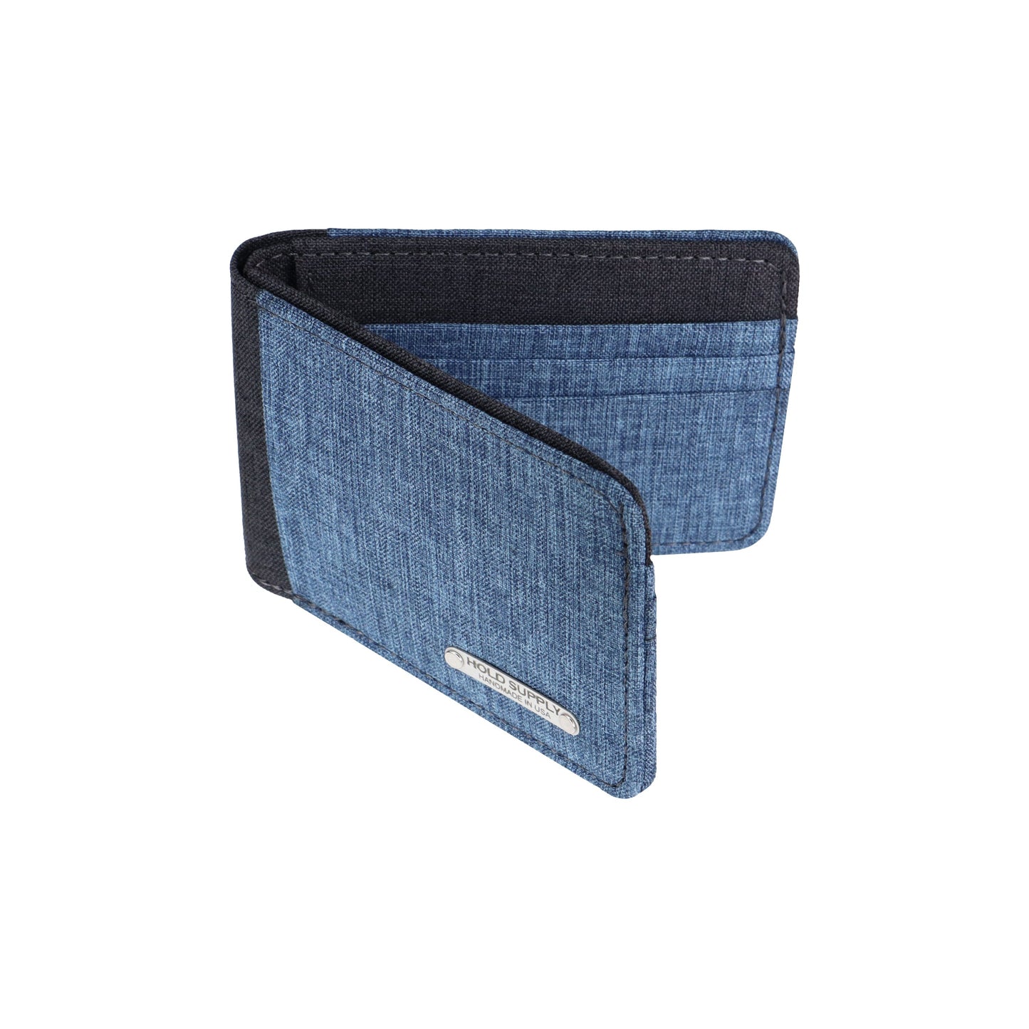 Blue and Gray Fabric Bifold Wallet