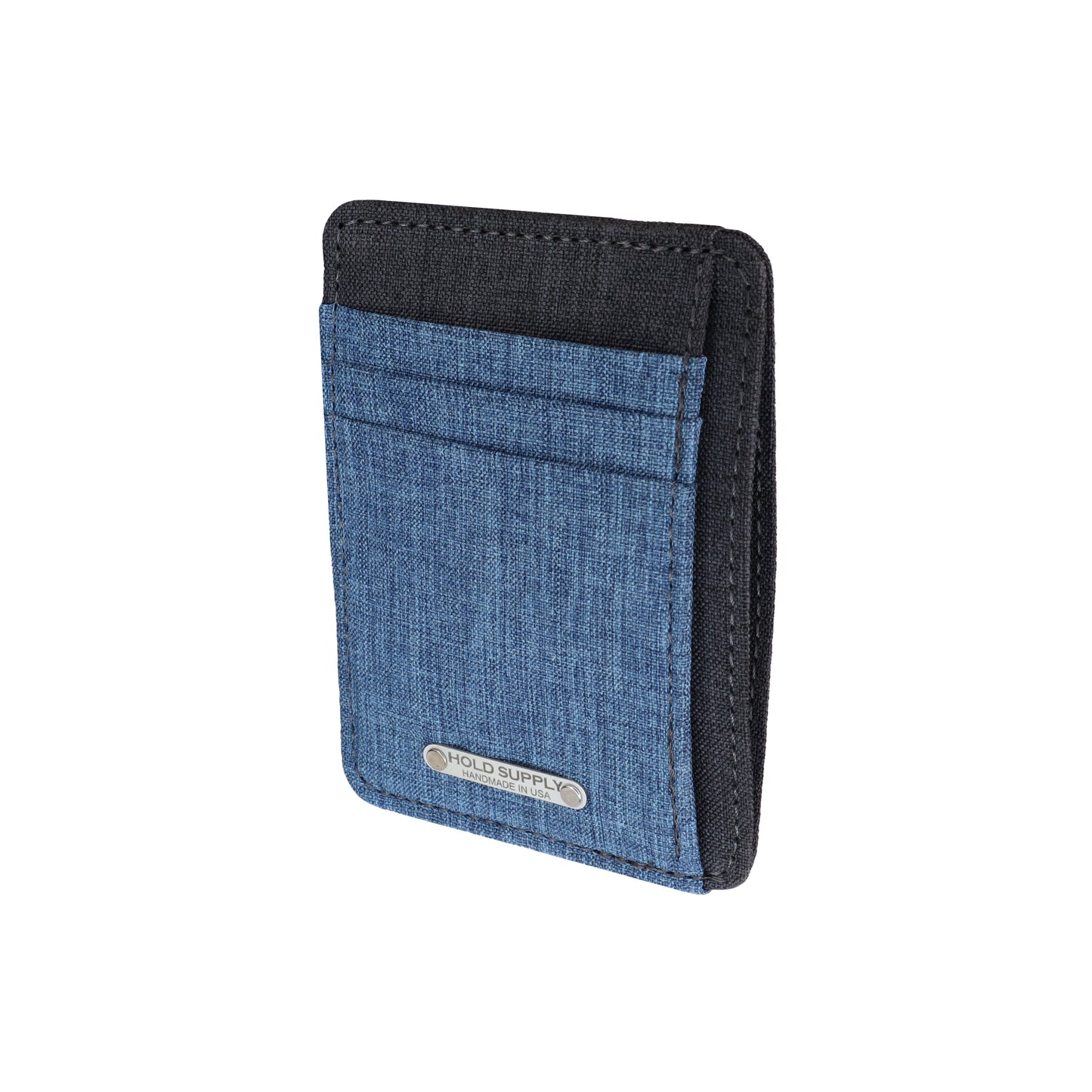 Blue and Gray Fabric Front Pocket Wallet