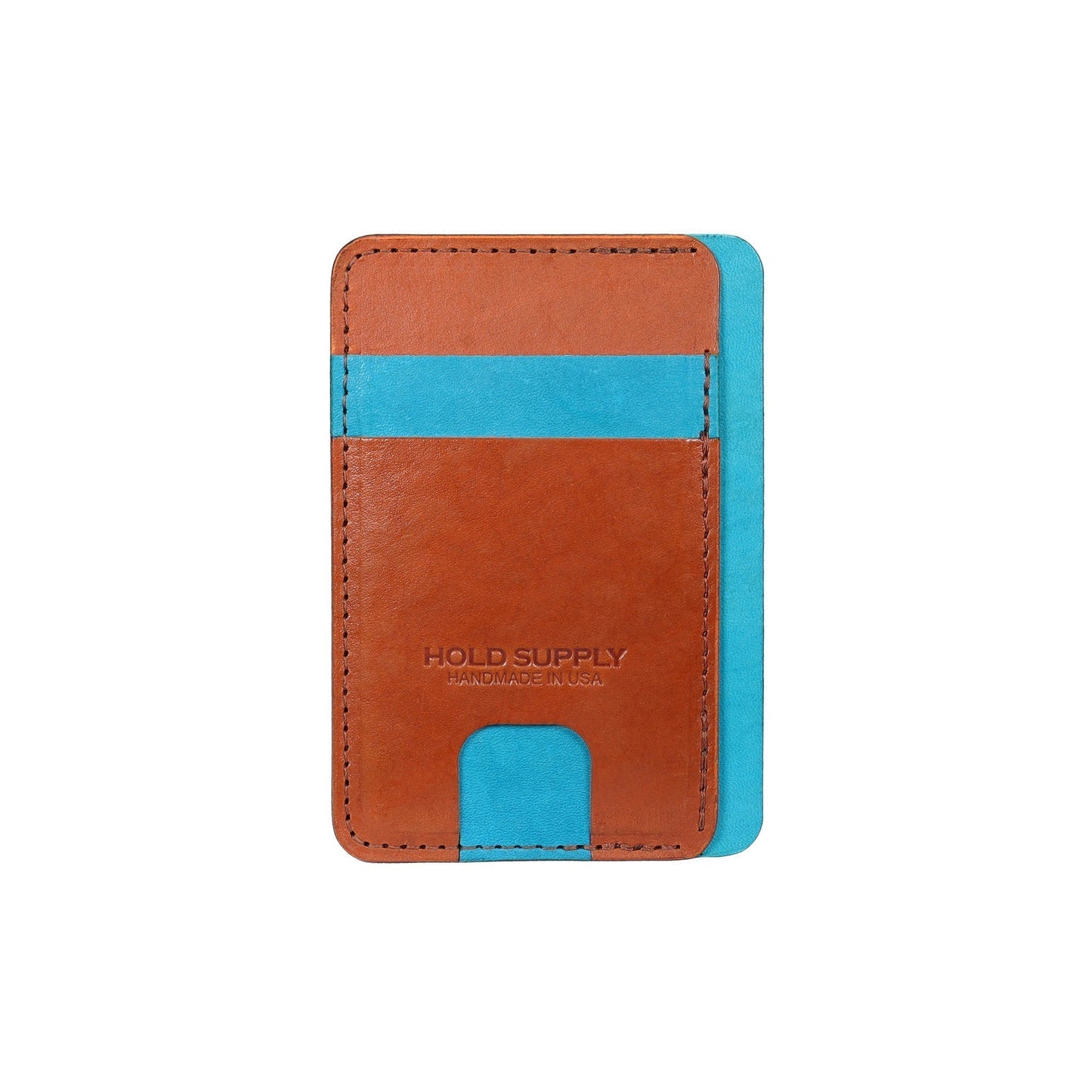 Blue and Brown Leather Front Pocket Wallet