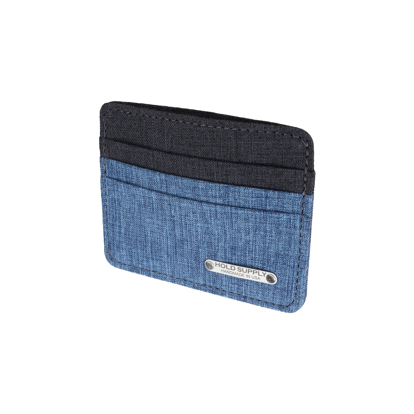 Blue and Gray Polyester Fabric Card Holder Wallet