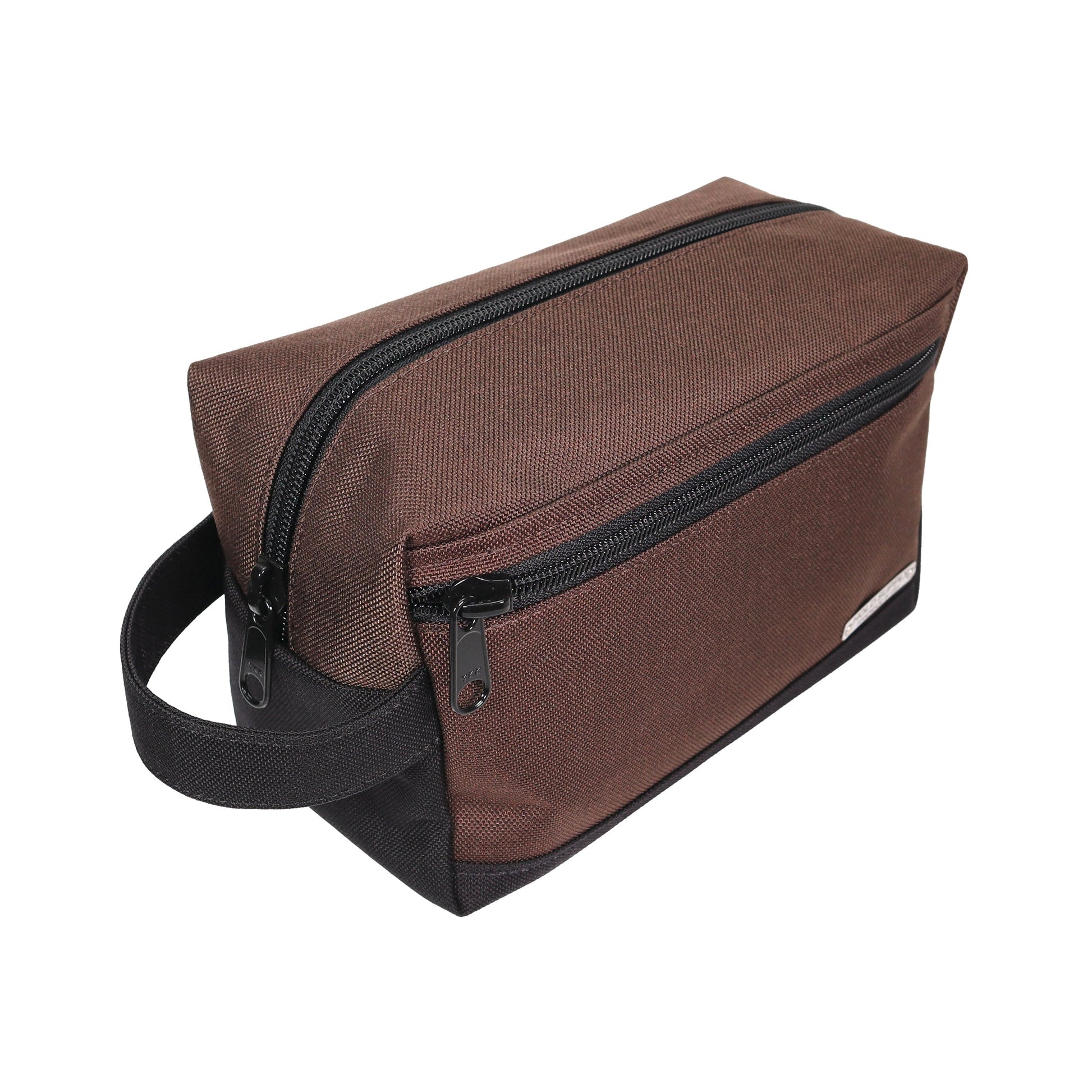Brown and Black Tall Canvas Toiletry Bag