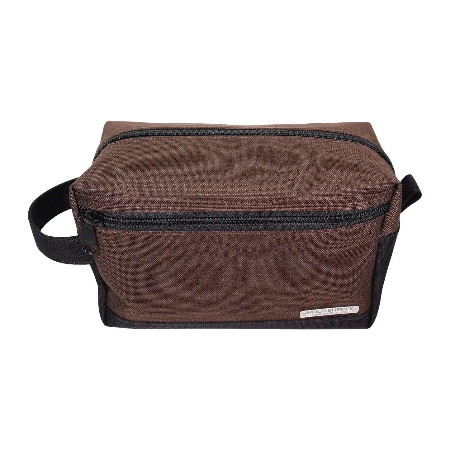 Brown and Black Tall Canvas Toiletry Bag