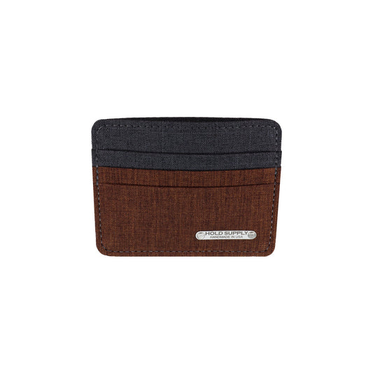 Brown and Gray Polyester Fabric Card Holder Wallet