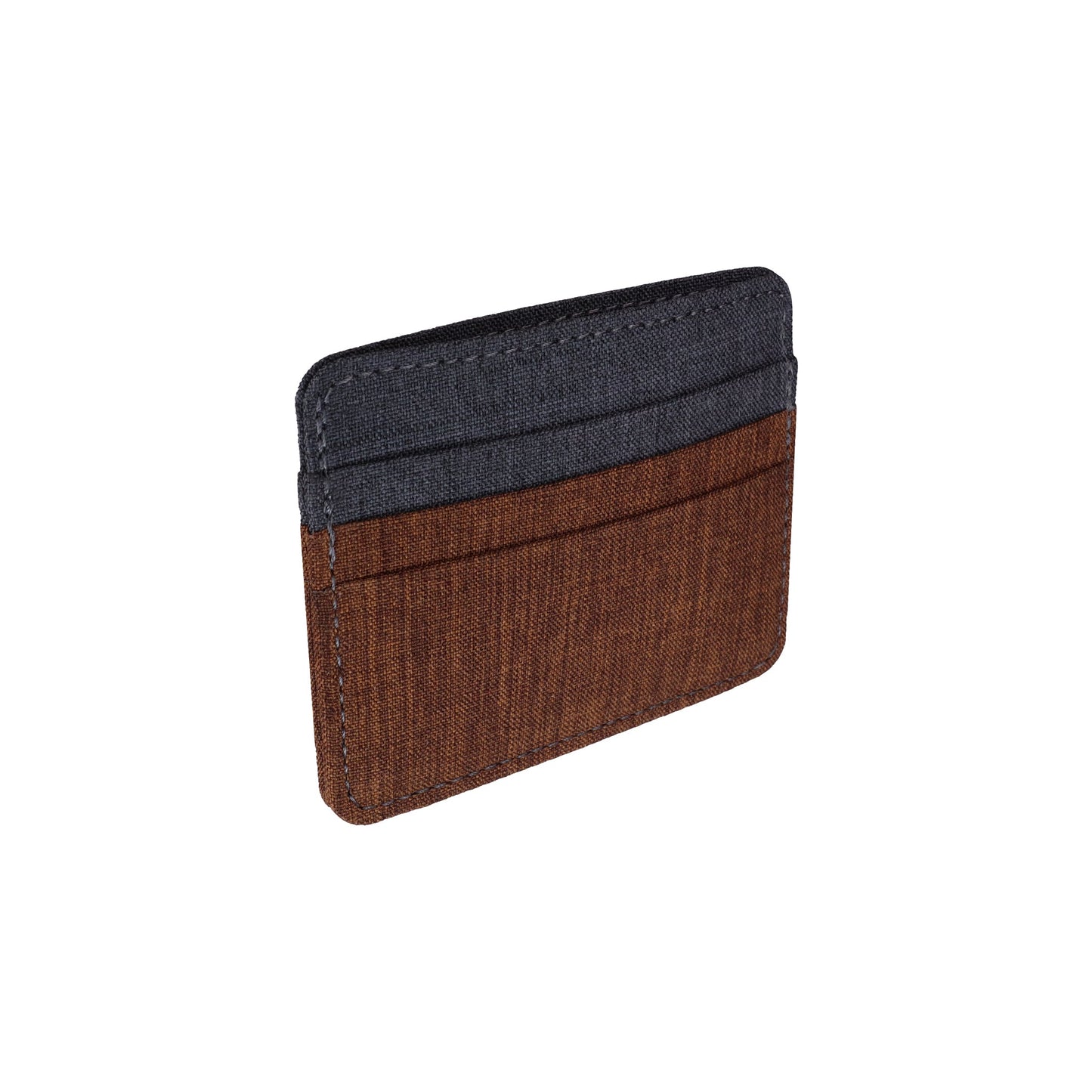 Brown and Gray Polyester Fabric Card Holder Wallet
