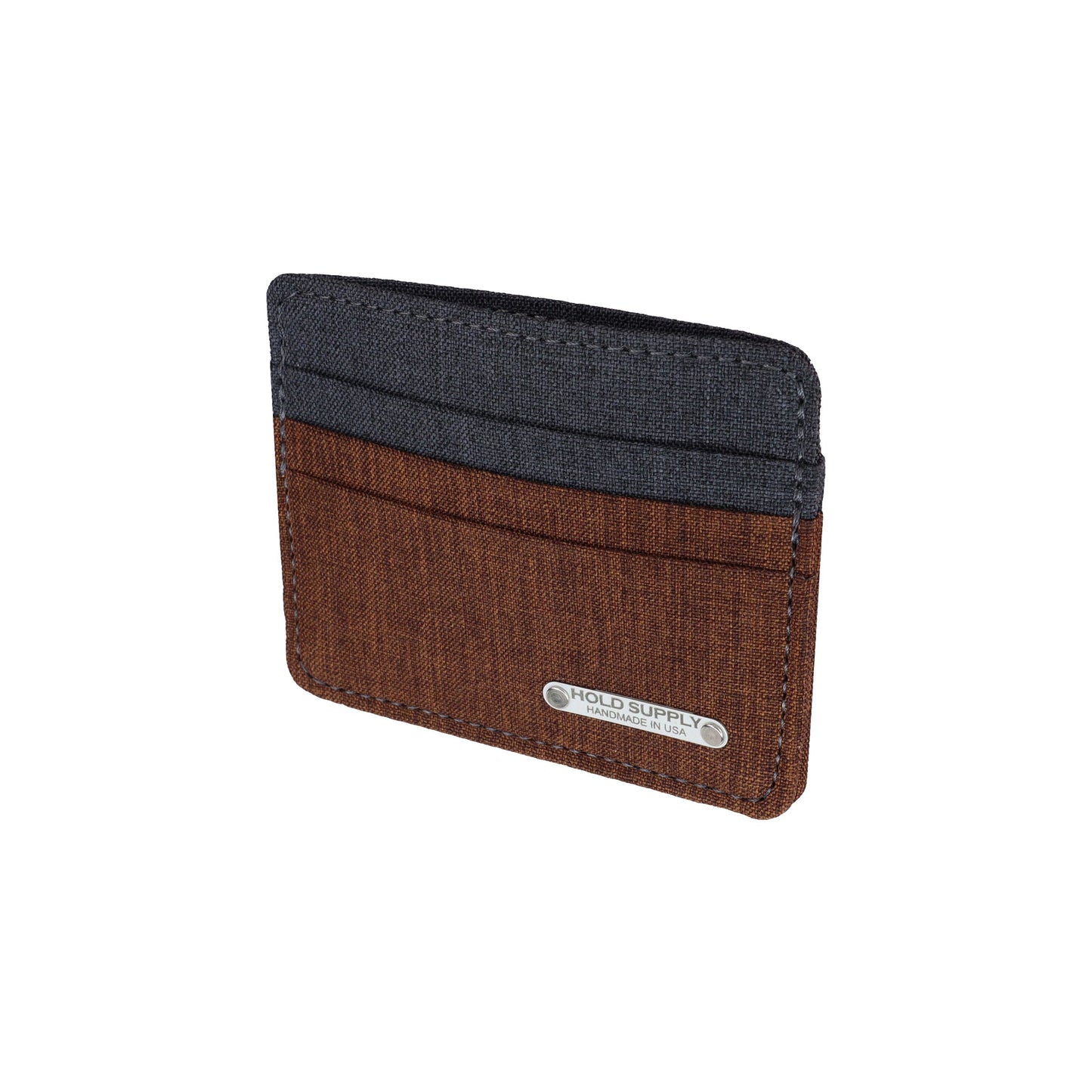 Brown and Gray Polyester Fabric Card Holder Wallet