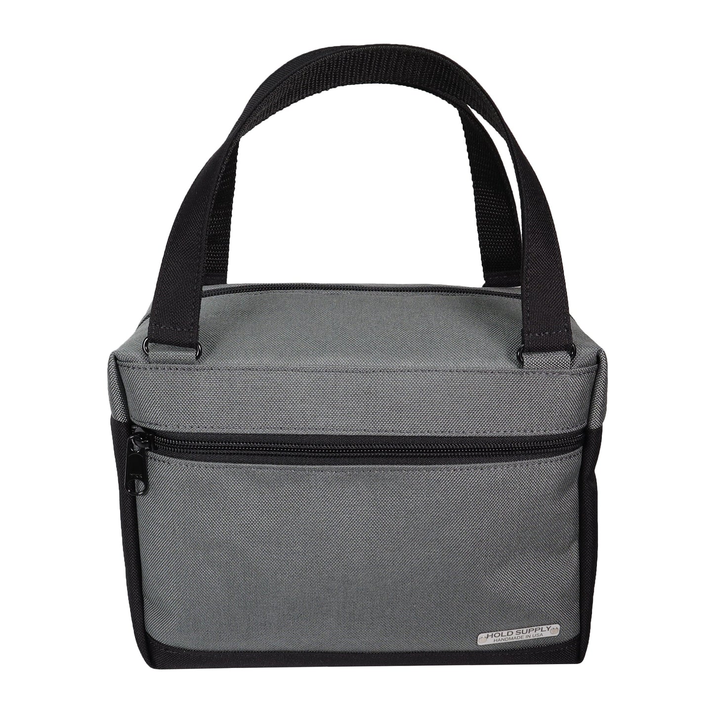 Gray and Black Insulated Canvas Zippered Lunch Bag