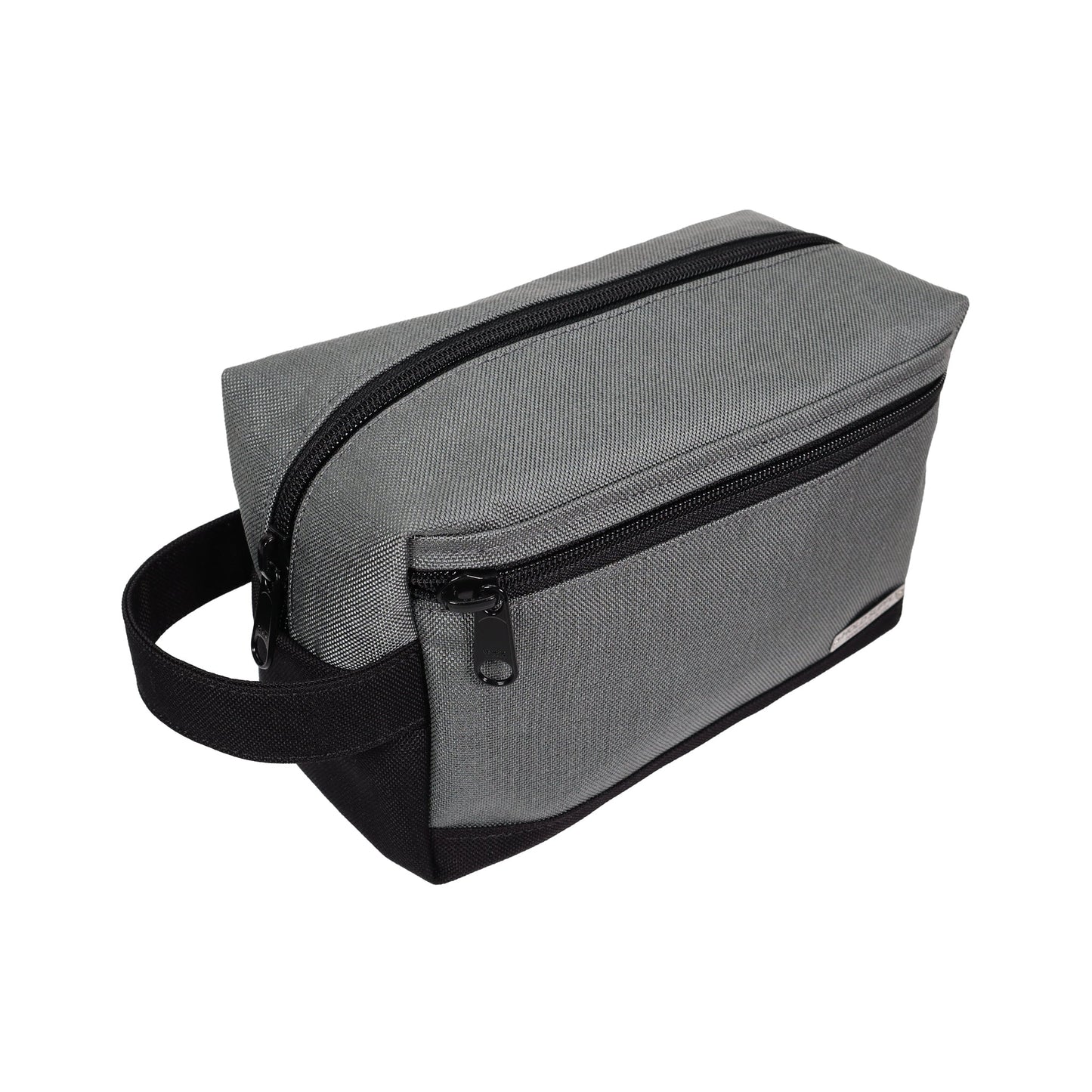 Gray and Black Tall Canvas Toiletry Bag