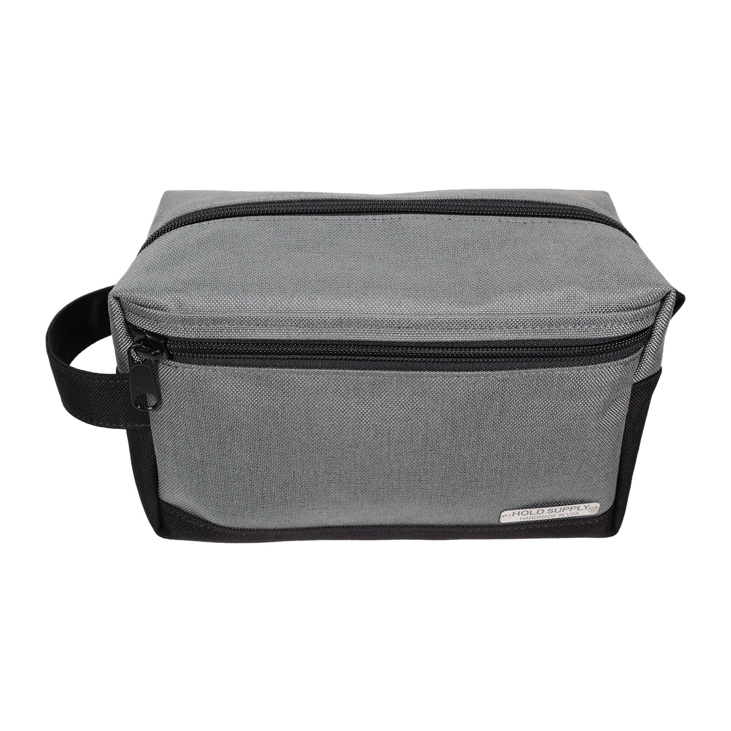 Gray and Black Tall Canvas Toiletry Bag