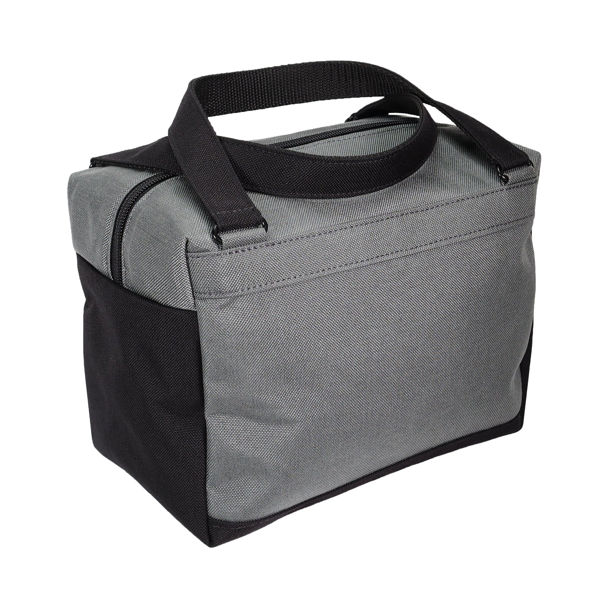 Gray and Black Insulated Canvas Zippered Lunch Bag