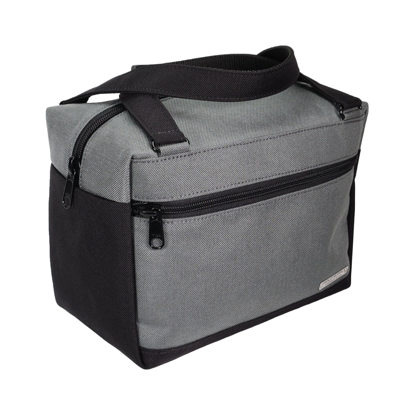 Gray and Black Insulated Canvas Zippered Lunch Bag