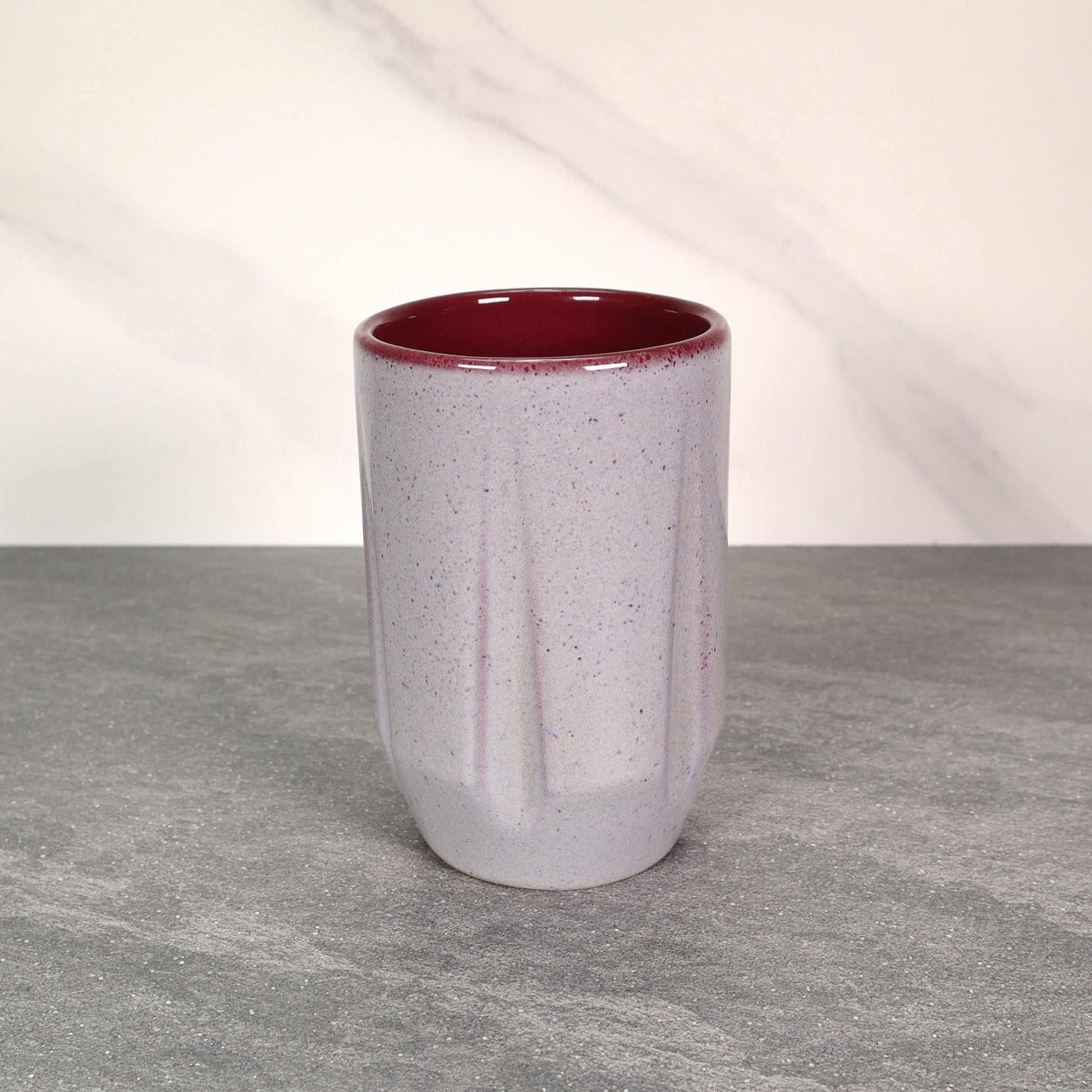 Gray Exterior / Red Interior Round Notched 16 oz Stoneware Cup
