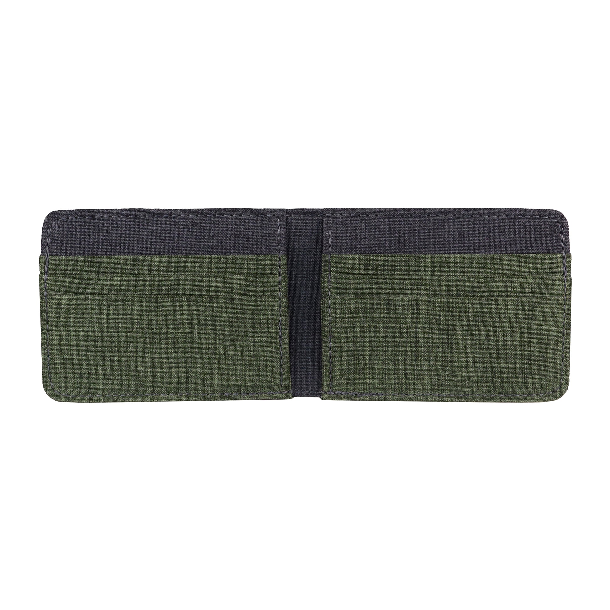 Green and Gray Fabric Bifold Wallet