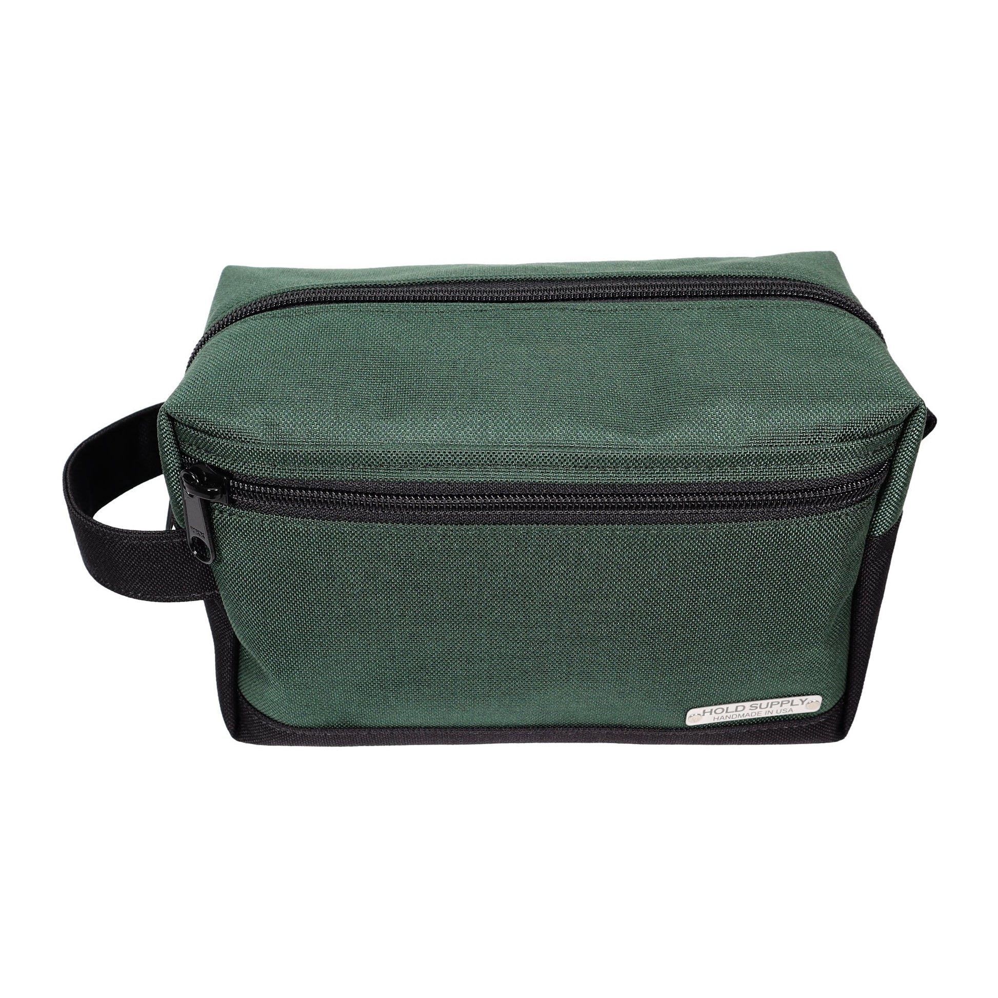 Green and Black Tall Canvas Toiletry Bag