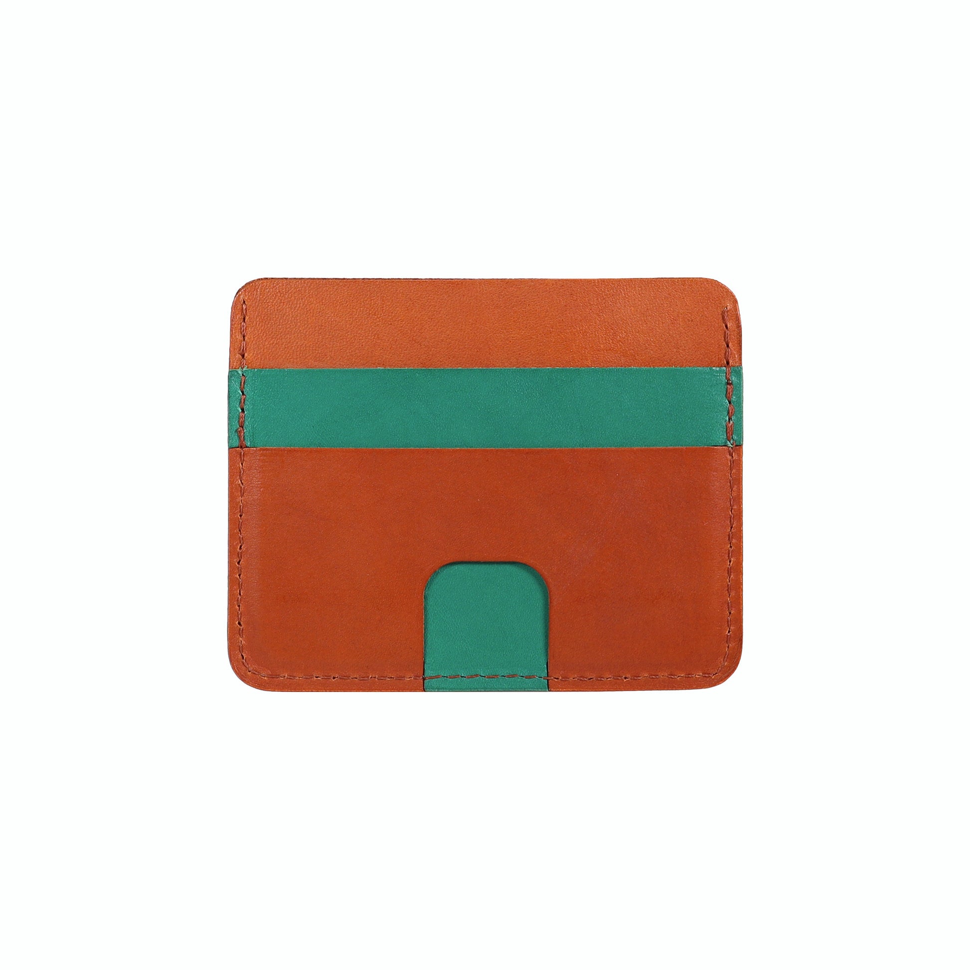 Green and Brown Leather Card Holder Wallet