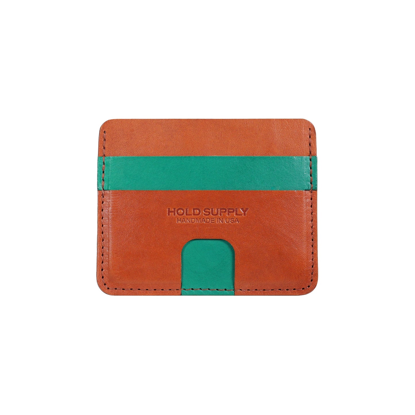 Green and Brown Leather Card Holder Wallet