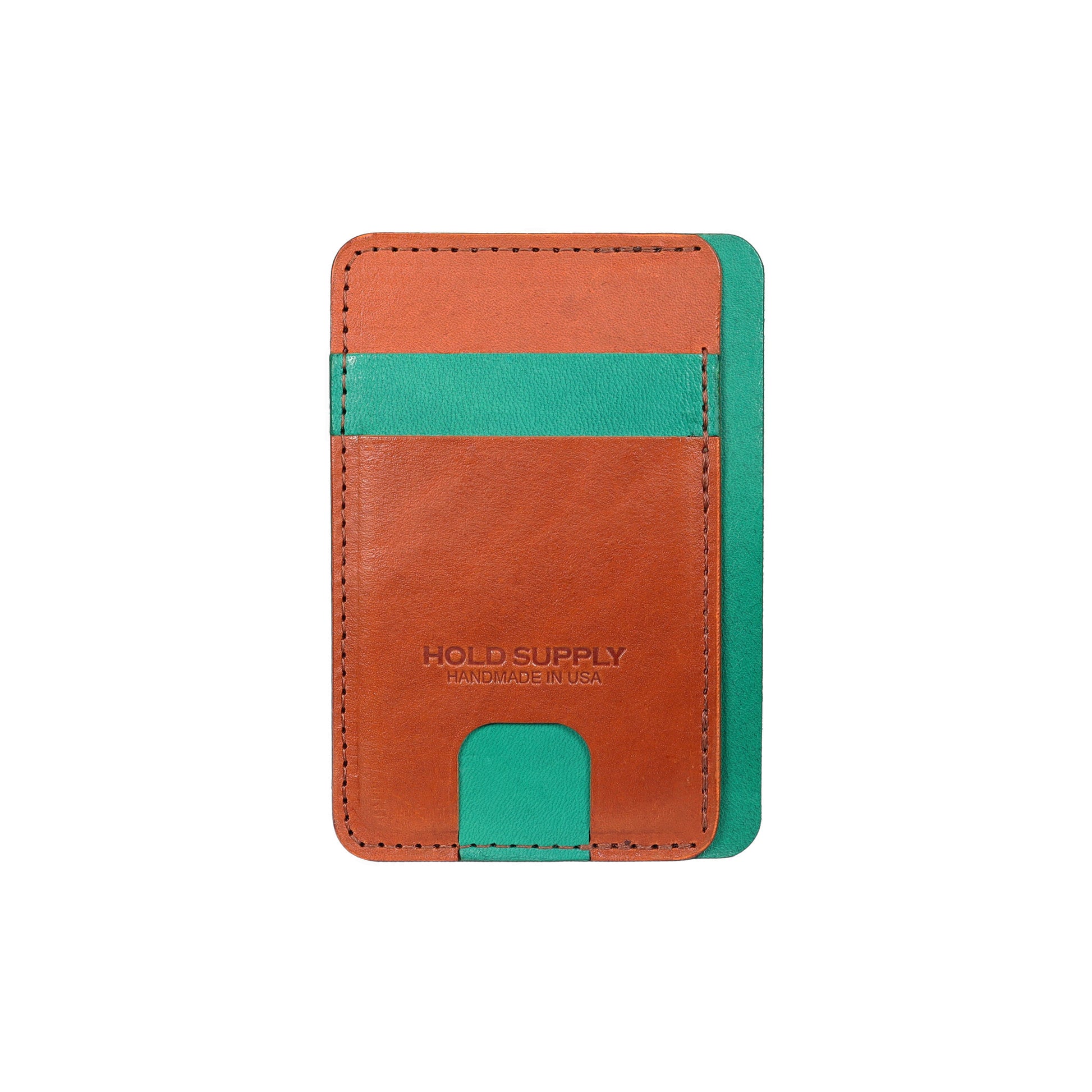 Green and Brown Leather Front Pocket Wallet