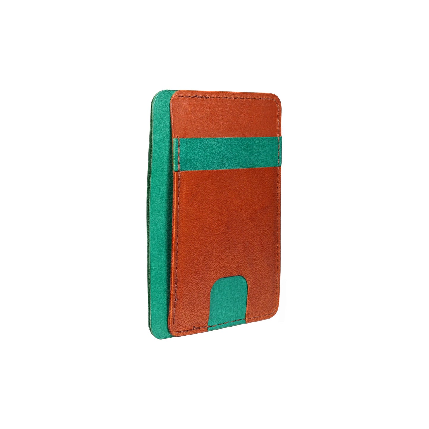 Green and Brown Leather Front Pocket Wallet
