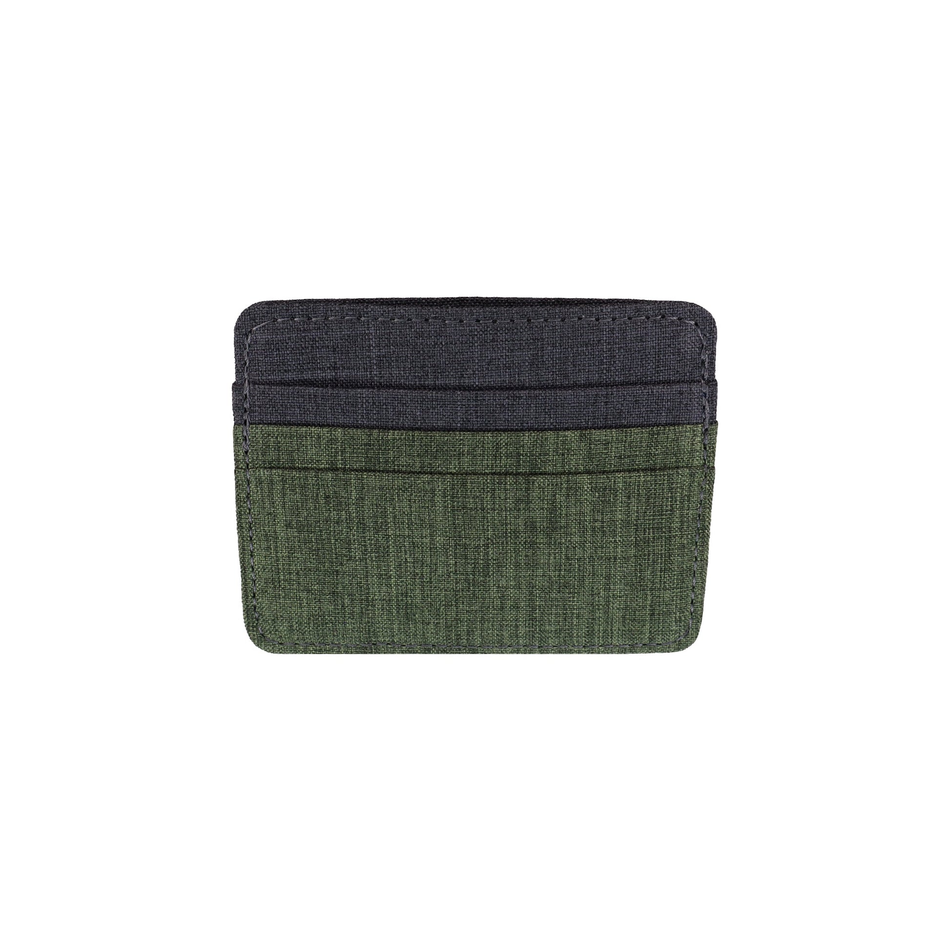 Green and Gray Polyester Fabric Card Holder Wallet