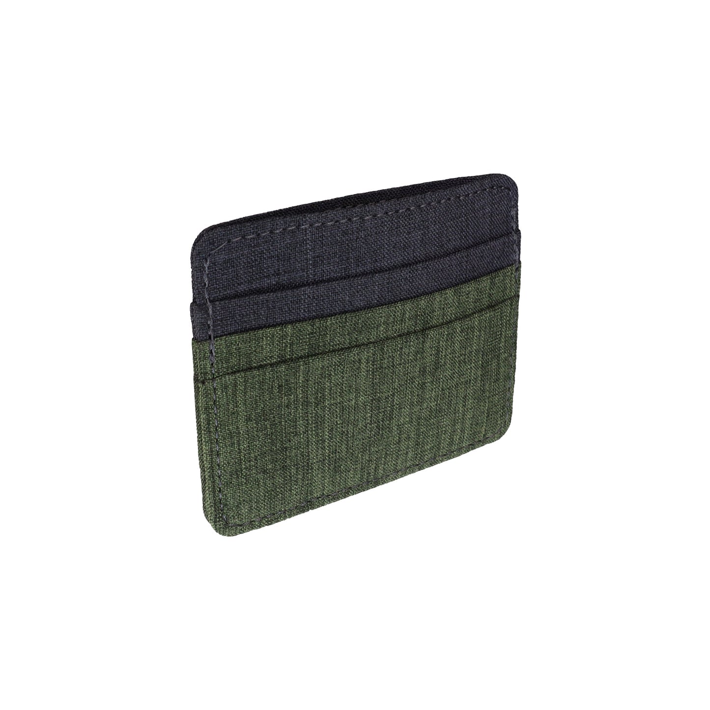 Green and Gray Polyester Fabric Card Holder Wallet