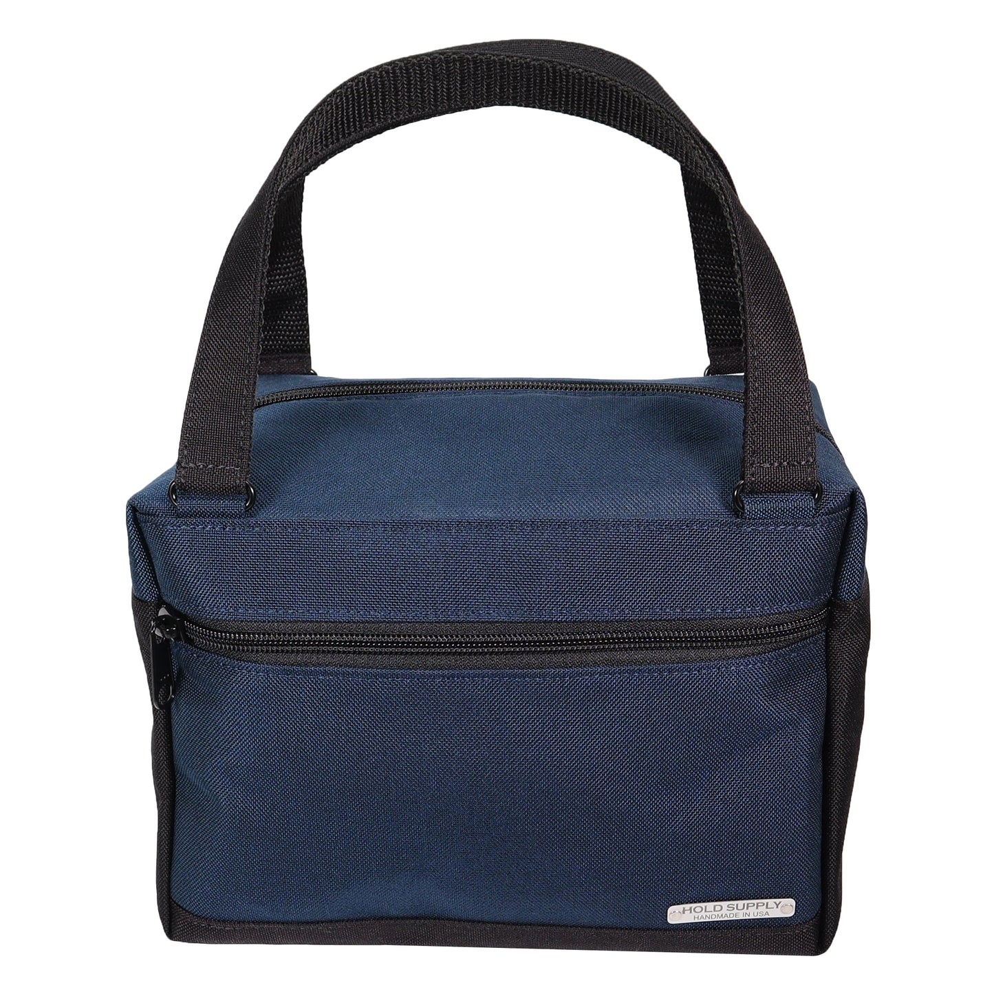 Navy Blue and Black Insulated Canvas Zippered Lunch Bag