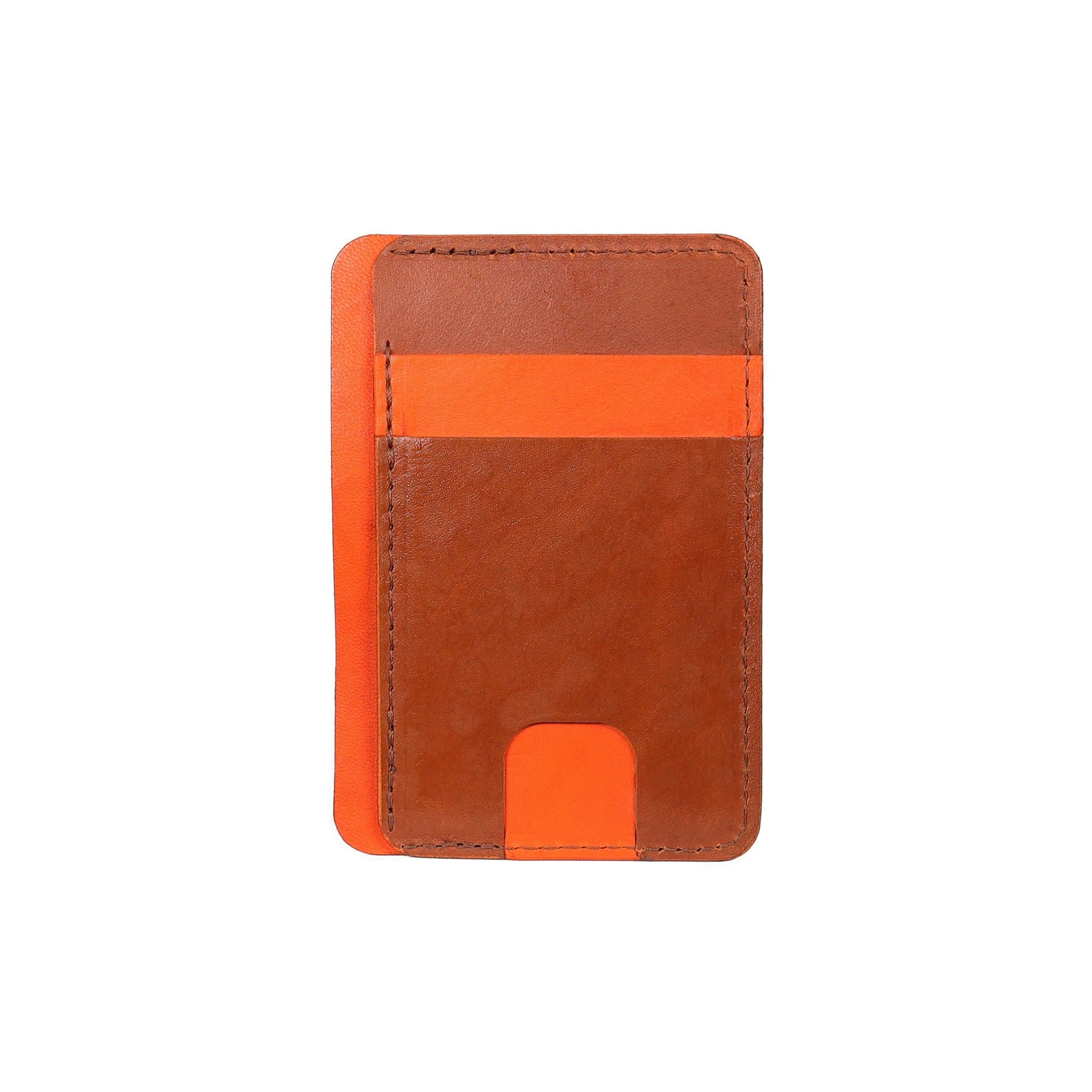 Orange and Brown Leather Front Pocket Wallet