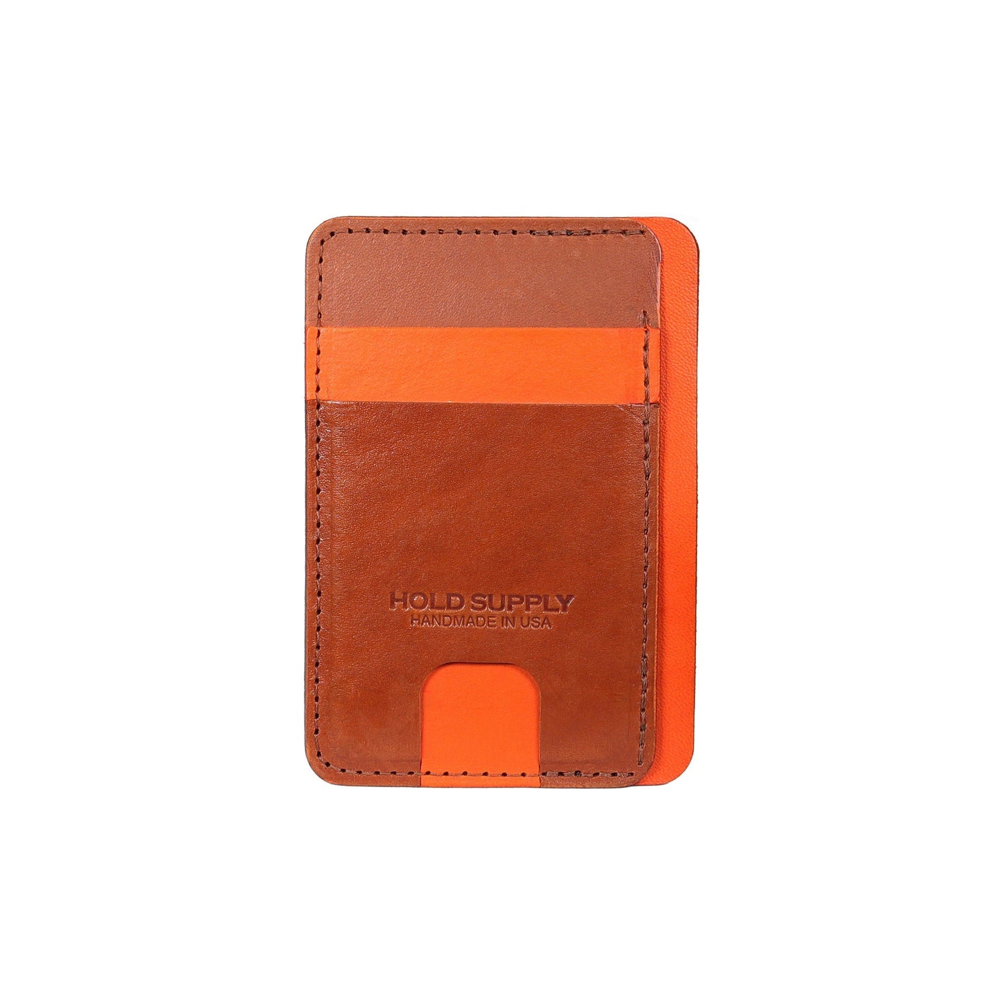 Orange and Brown Leather Front Pocket Wallet