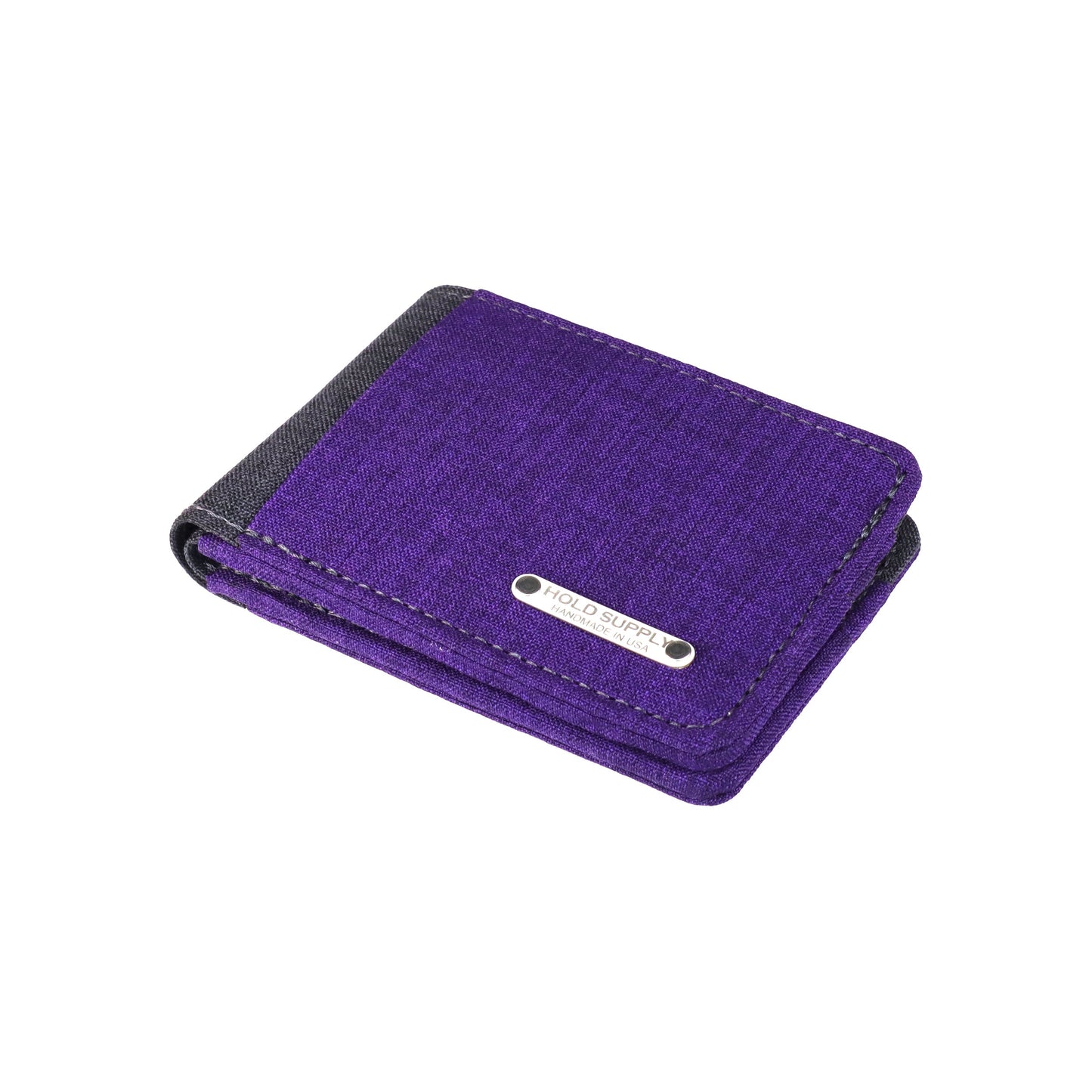 Purple and Gray Fabric Bifold Wallet