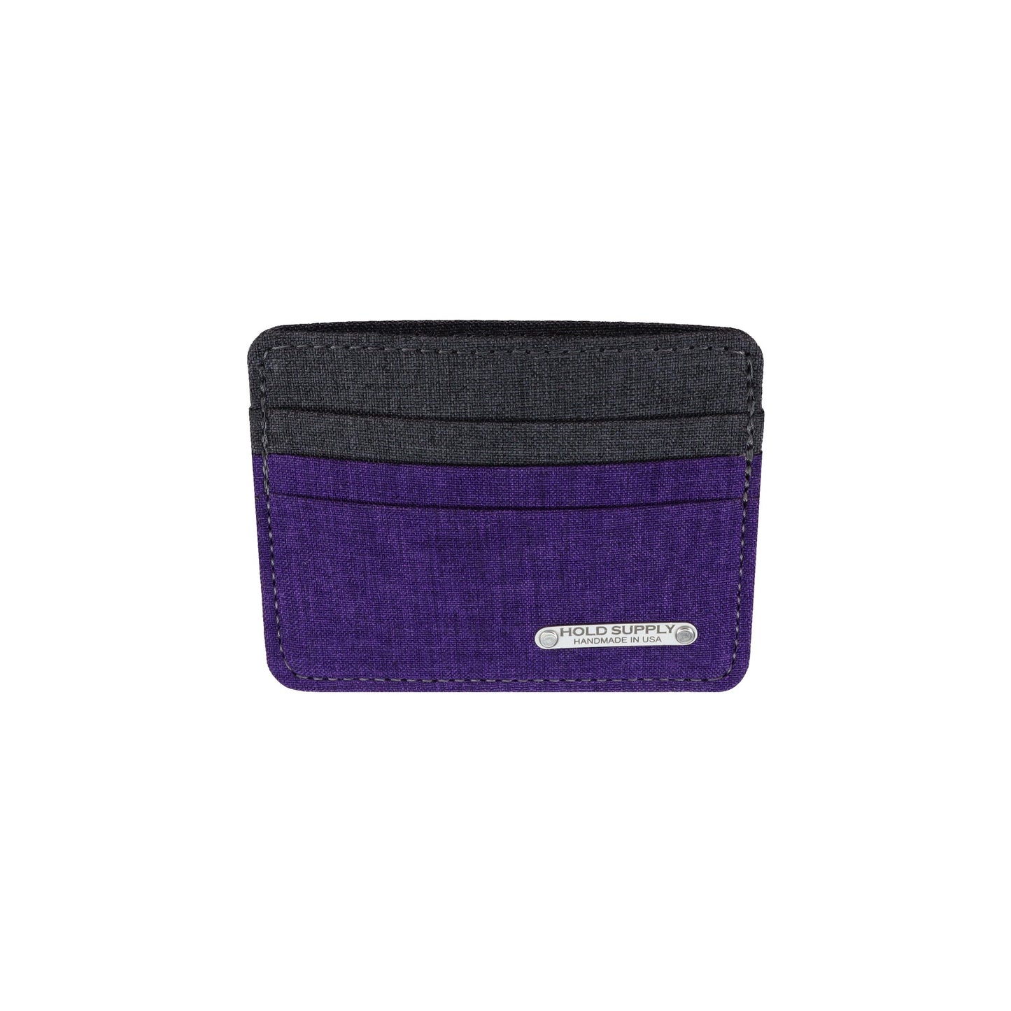 Purple and Gray Polyester Fabric Card Holder Wallet
