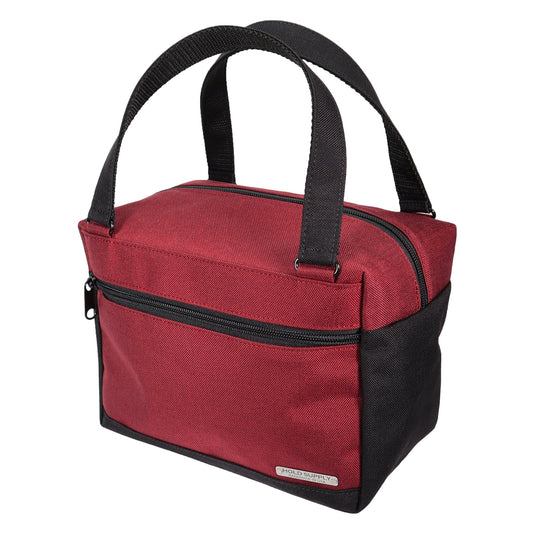 Red and Black Insulated Canvas Zippered Lunch Bag