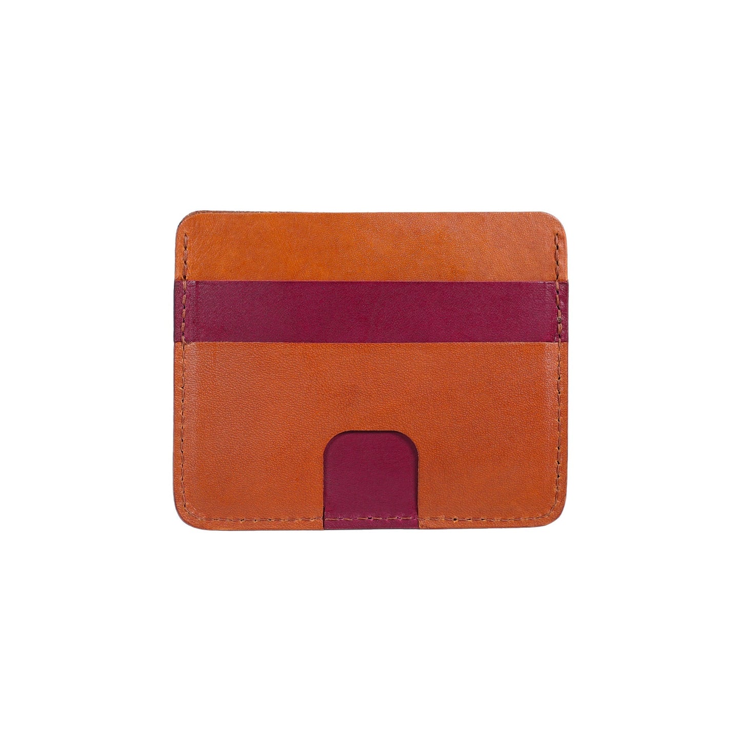 Red and Brown Leather Card Holder Wallet