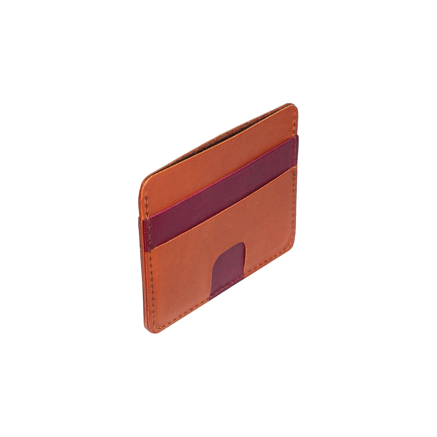 Red and Brown Leather Card Holder Wallet