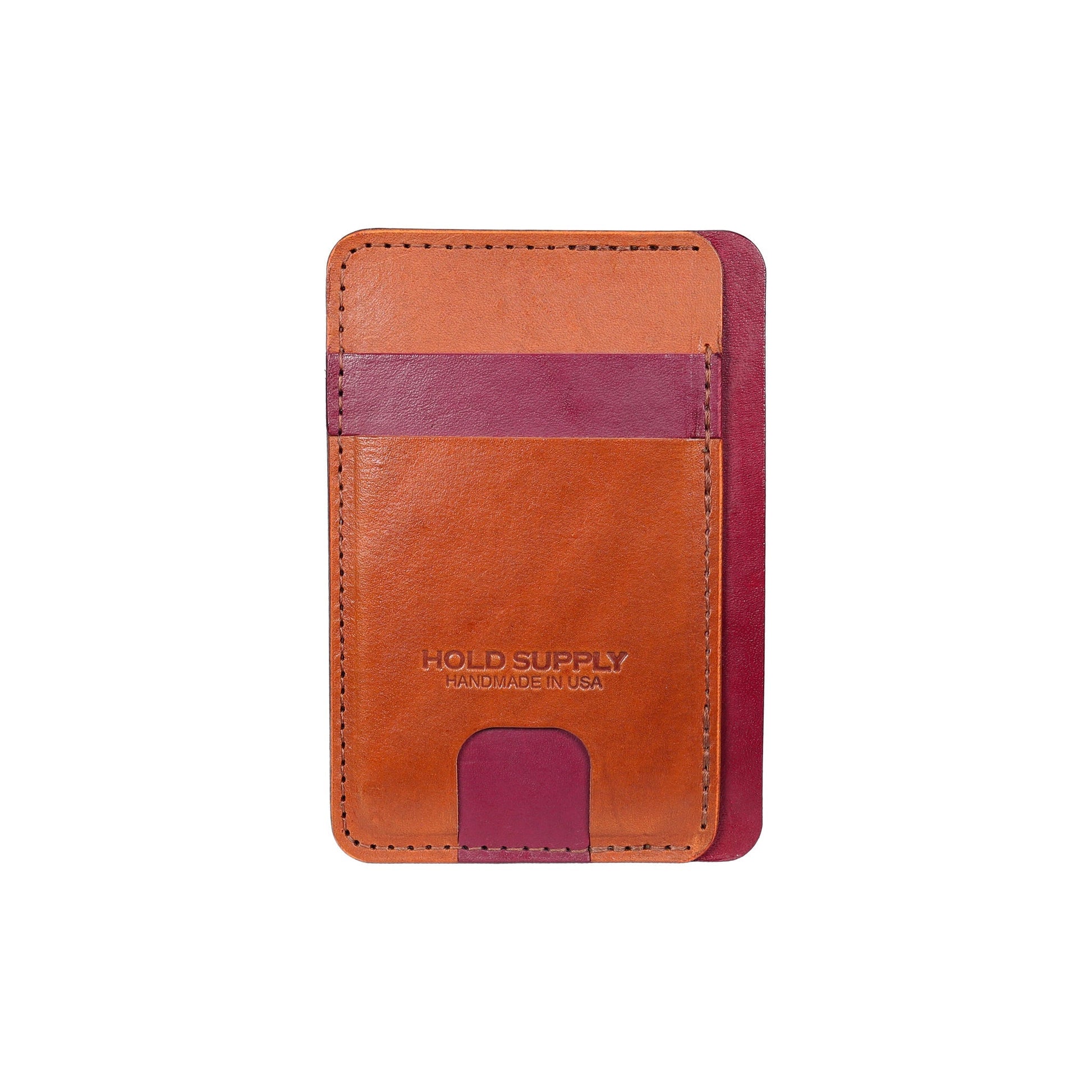 Red and Brown Leather Front Pocket Wallet