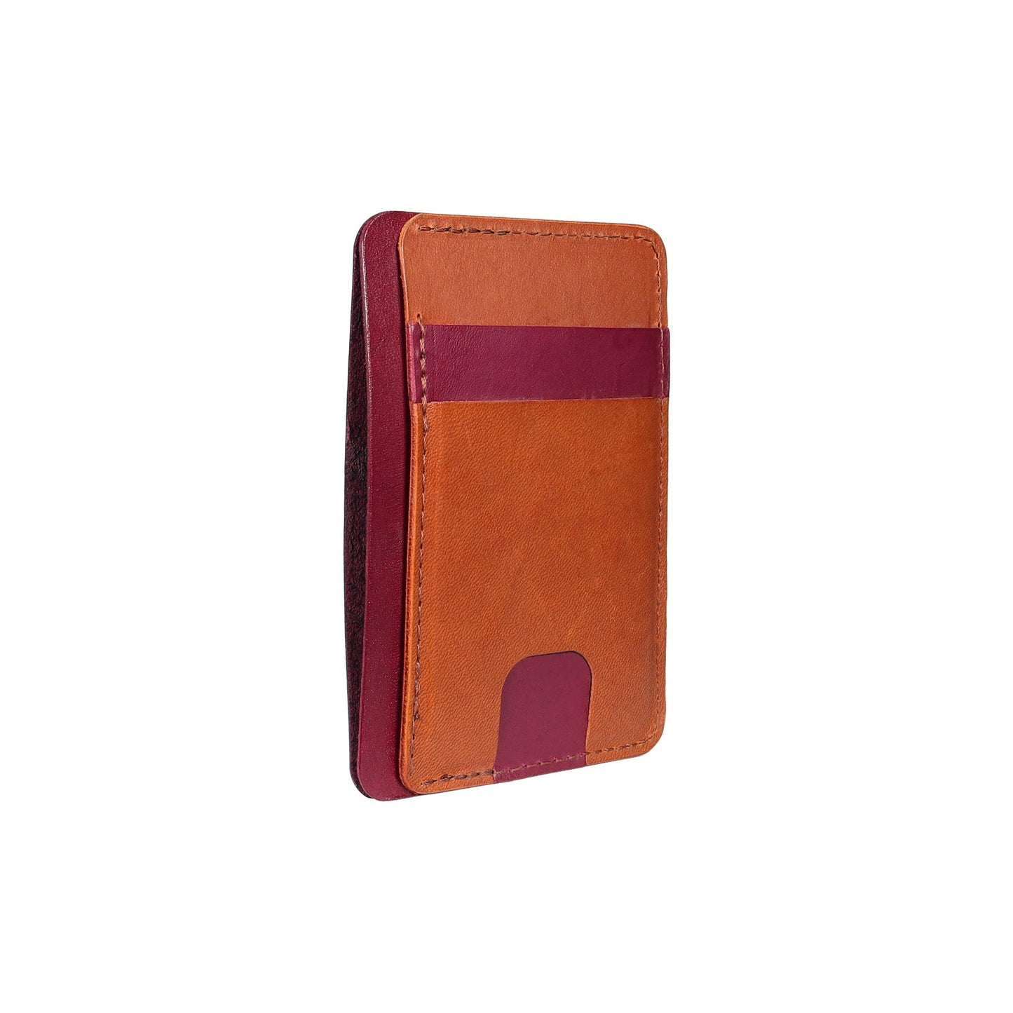 Red and Brown Leather Front Pocket Wallet