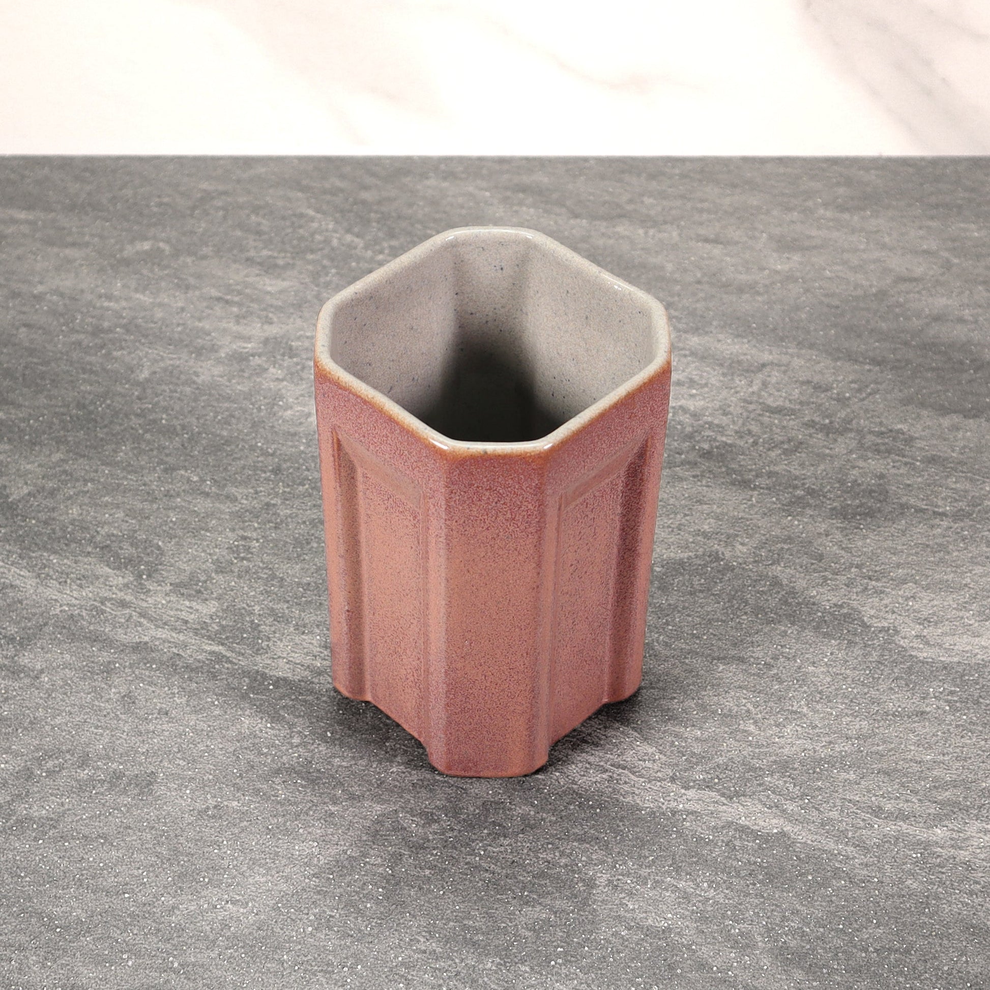 Red and Gray Square Indented 16 oz Stoneware Cup
